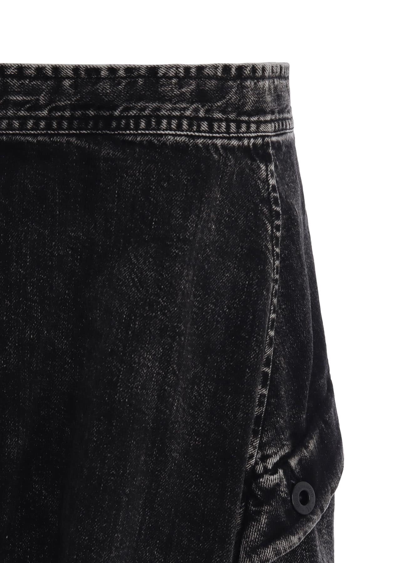 8OZ DENIM CHEMICAL WASH POCKET FLARE SKIRT