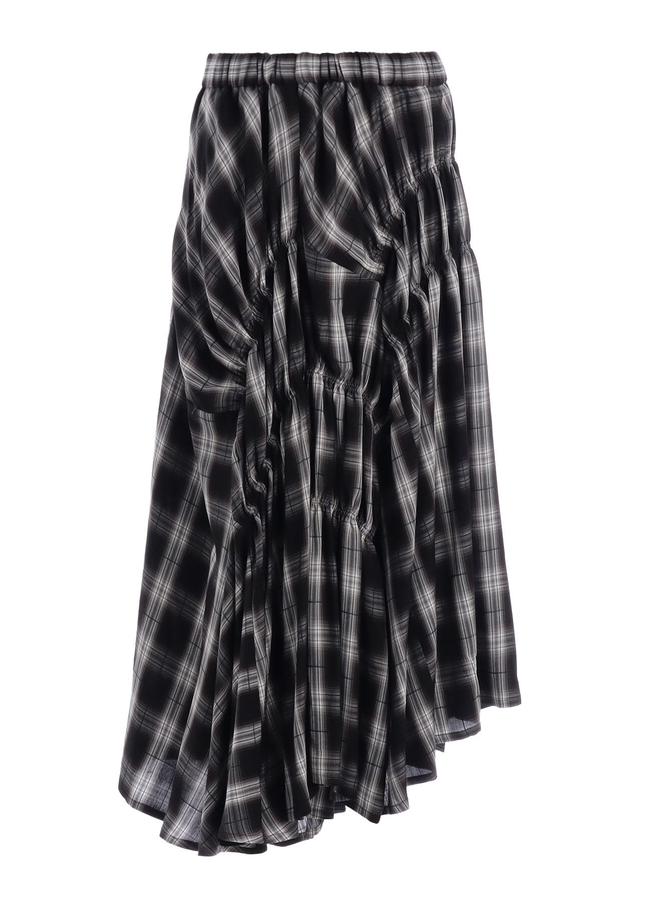 CUPRO SPUN PLAID GATHER SKIRT