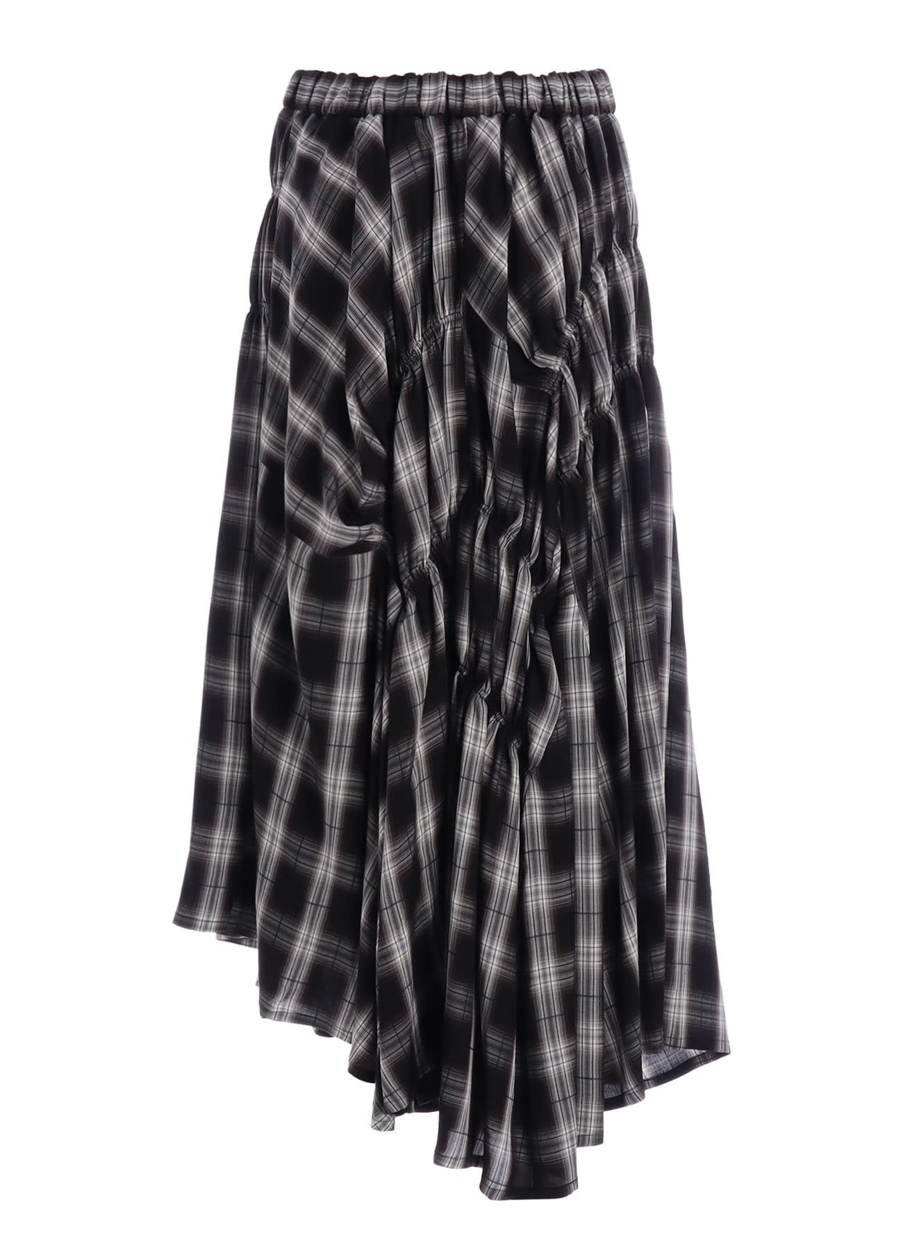 CUPRO SPUN PLAID GATHER SKIRT