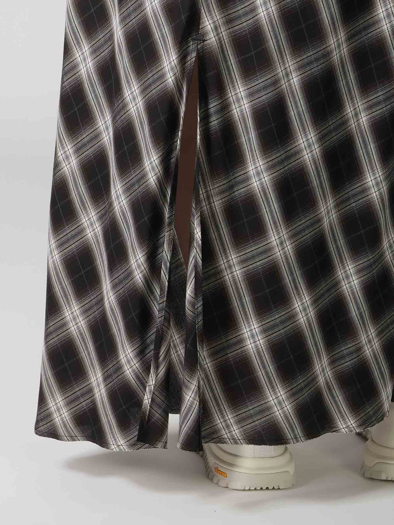 CUPRO SPUN PLAID ELASTIC WAIST SKIRT