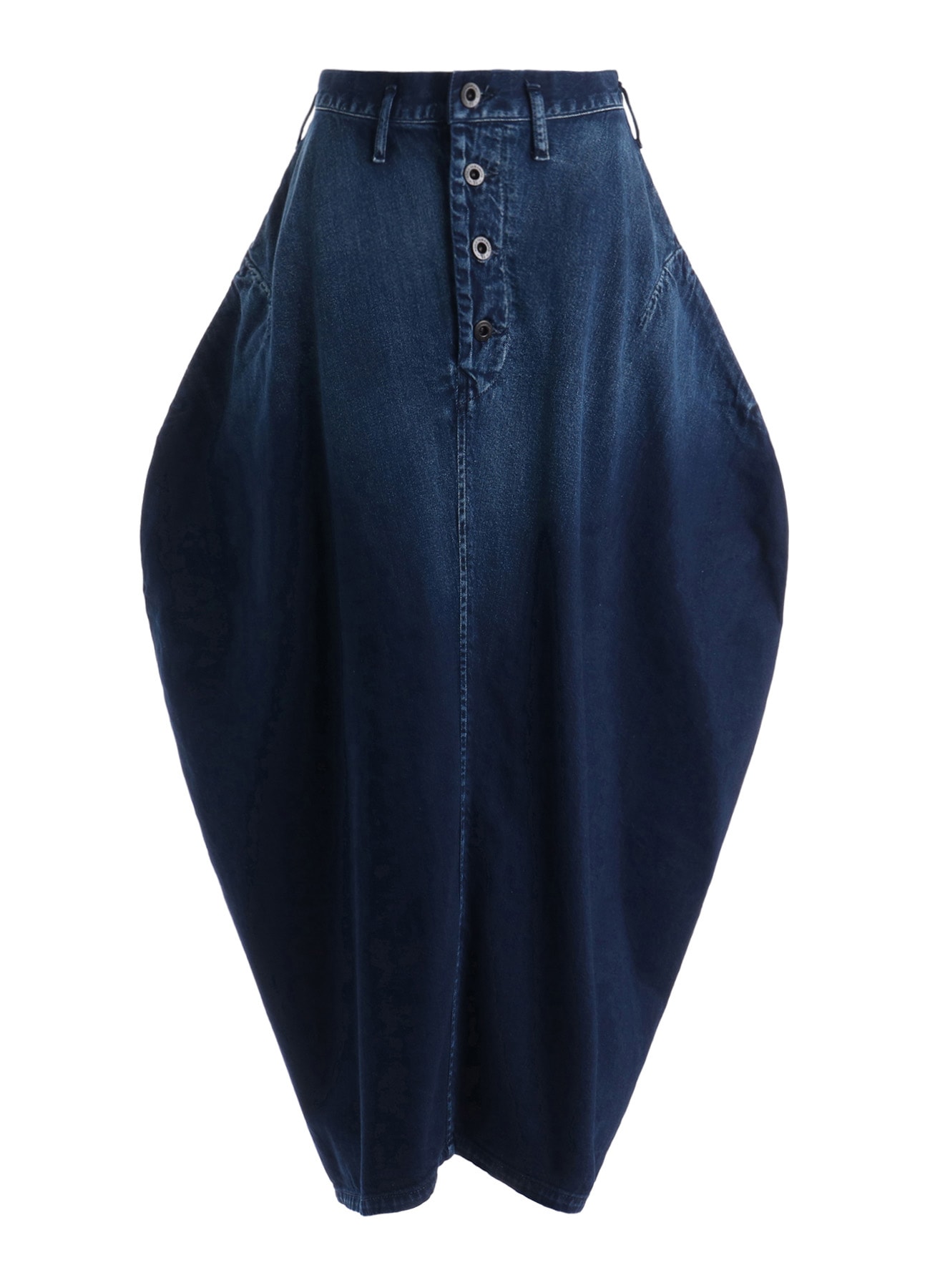 8OZ SPOTTED DENIM SIDE DRAPE SKIRT