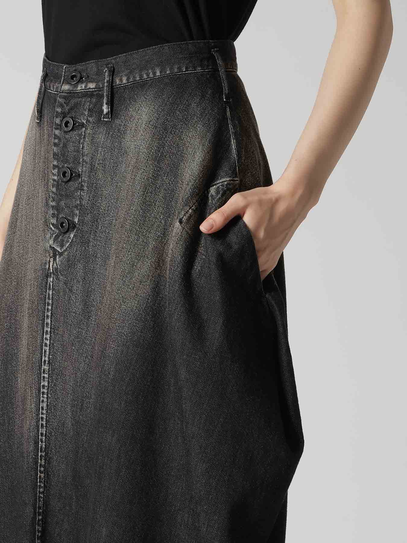 8OZ SPOTTED DENIM SIDE DRAPE SKIRT