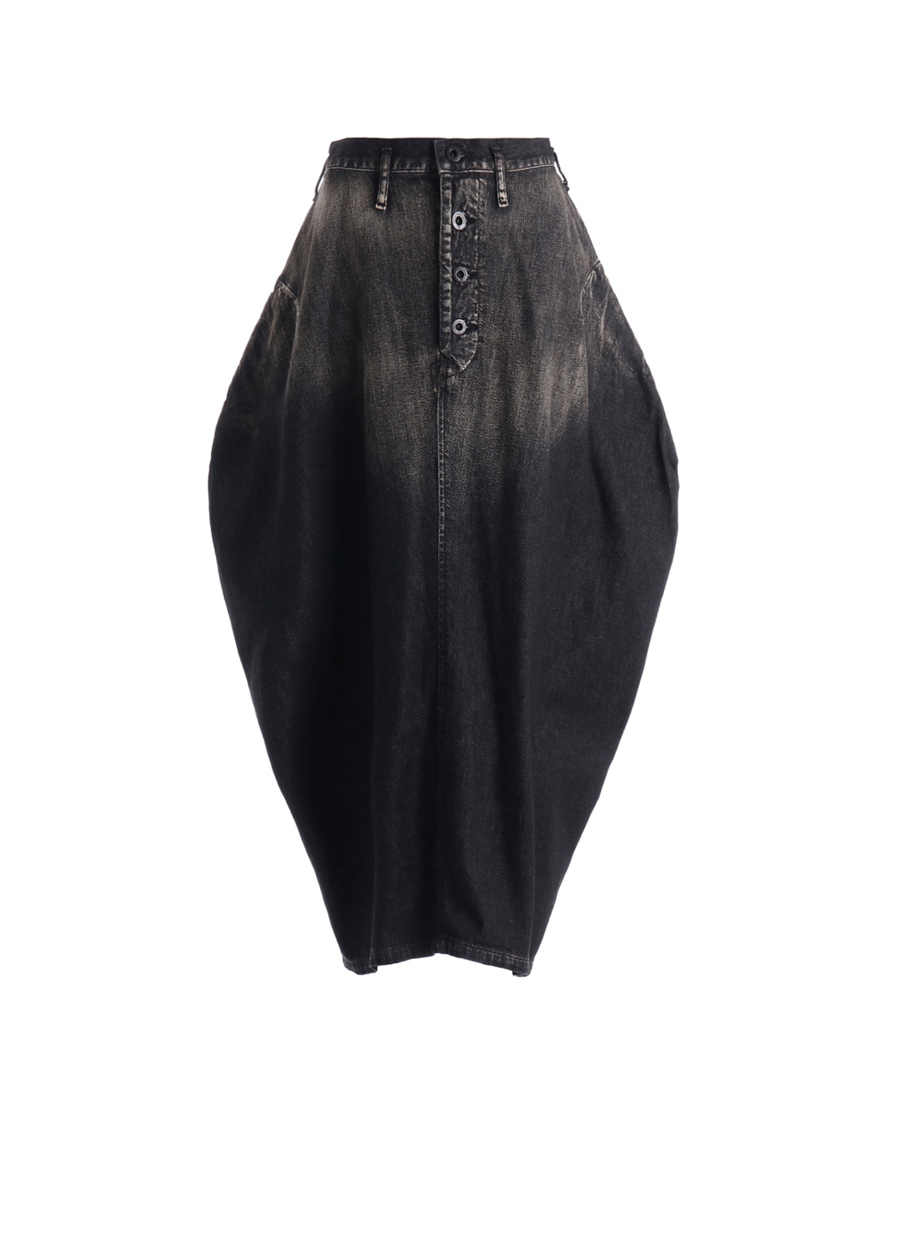 8OZ SPOTTED DENIM SIDE DRAPE SKIRT