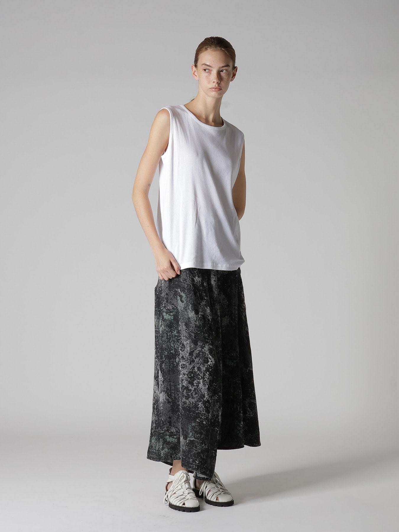 COTTON RIB OVERSIZED SLEEVELESS TEE