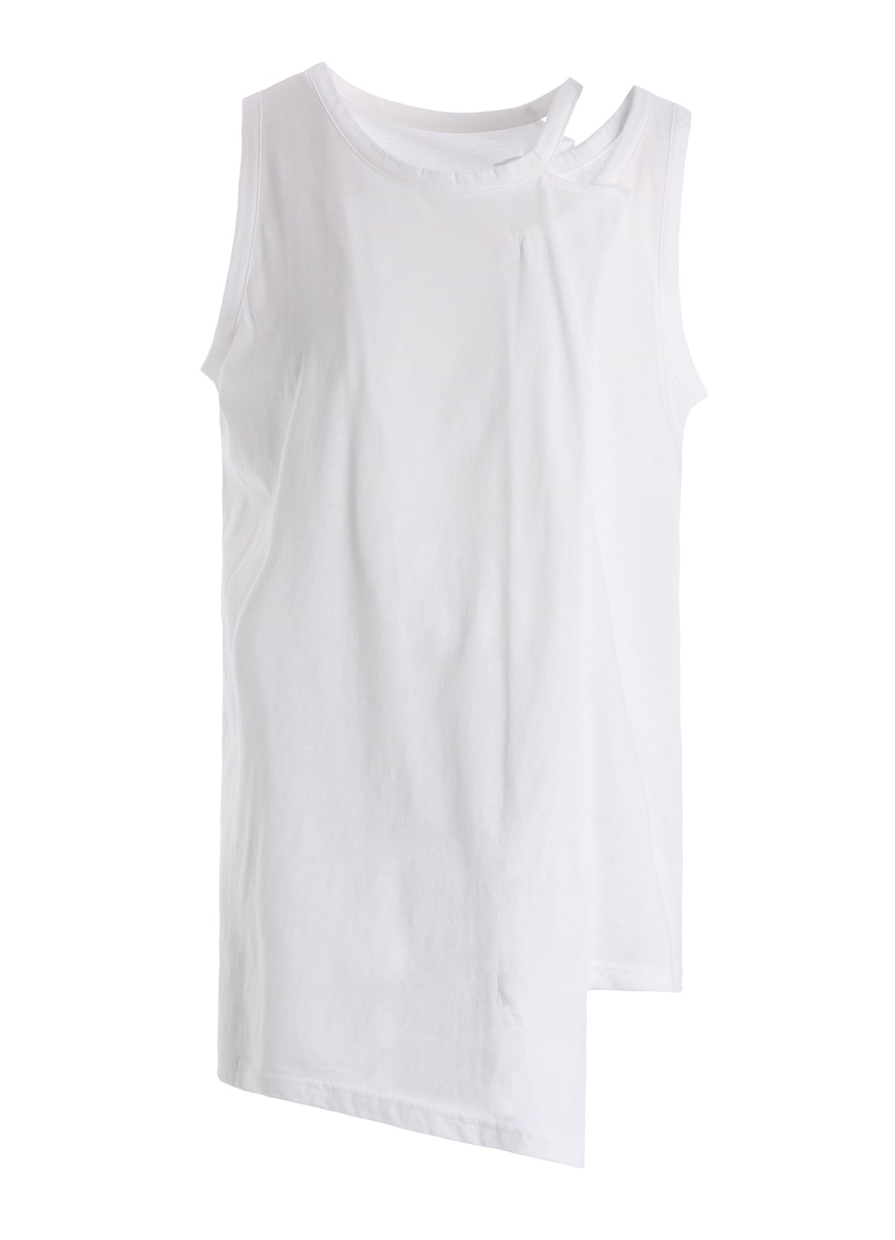 COTTON JERSEY ASYMMETRIC SLEEVLESS TEE