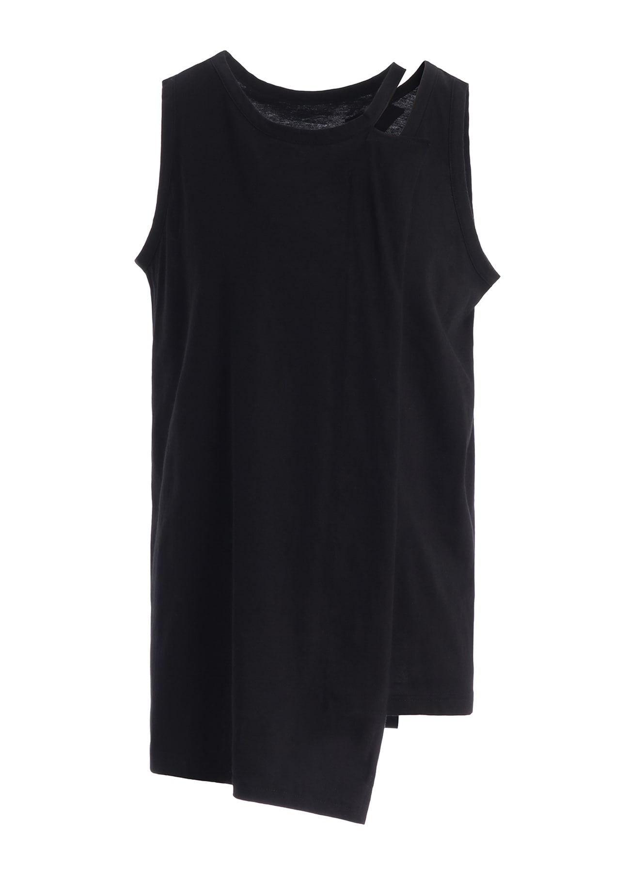 COTTON JERSEY ASYMMETRIC SLEEVLESS TEE