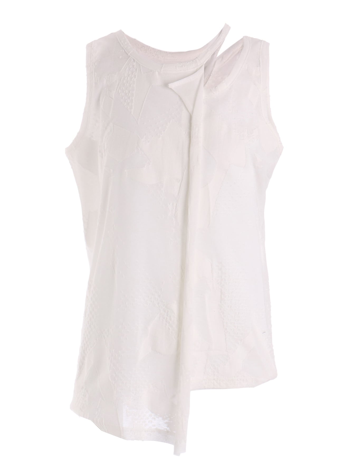 CRUSH JACQUARD ASYMMETRIC SLEEVLESS TEE