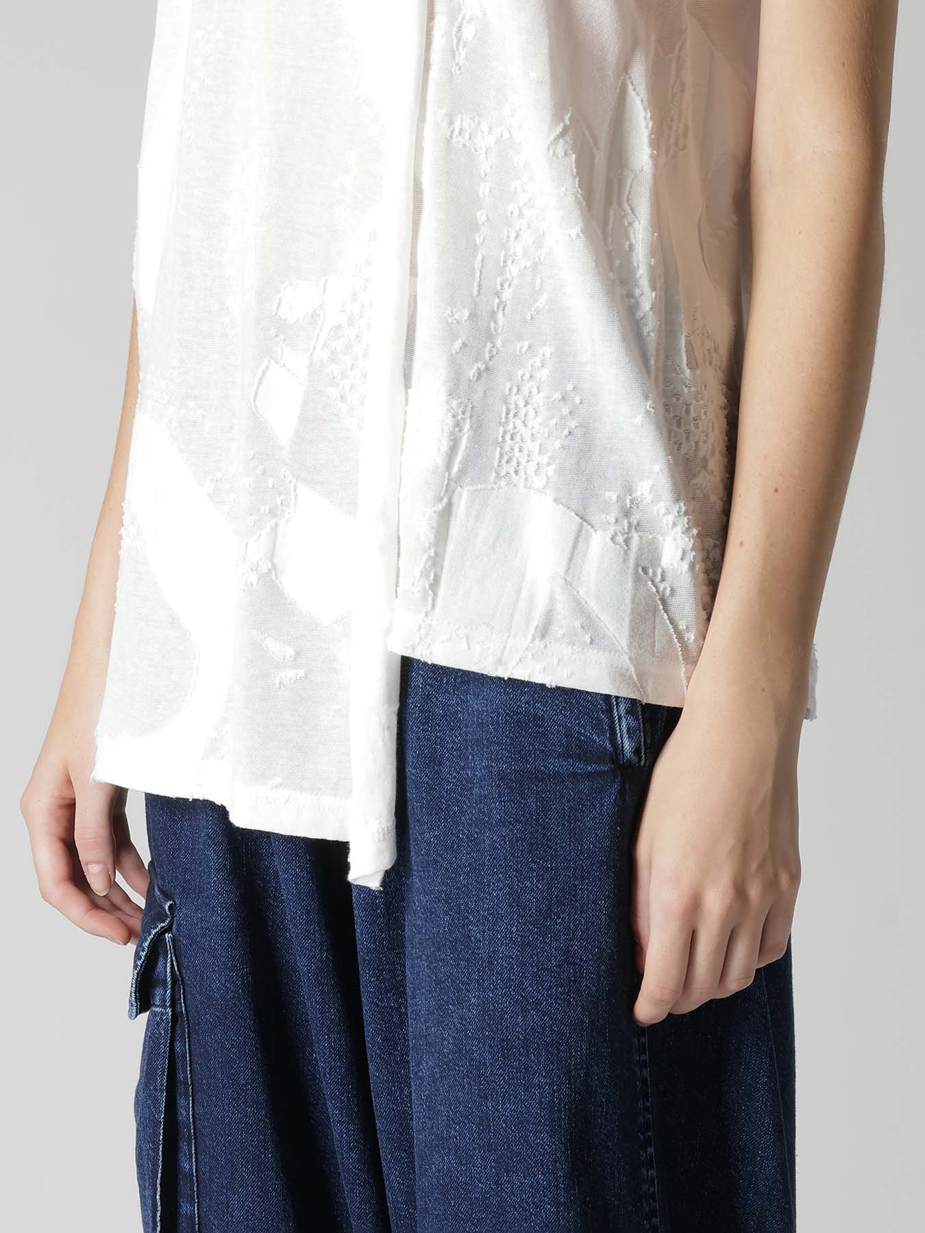 CRUSH JACQUARD ASYMMETRIC SLEEVLESS TEE