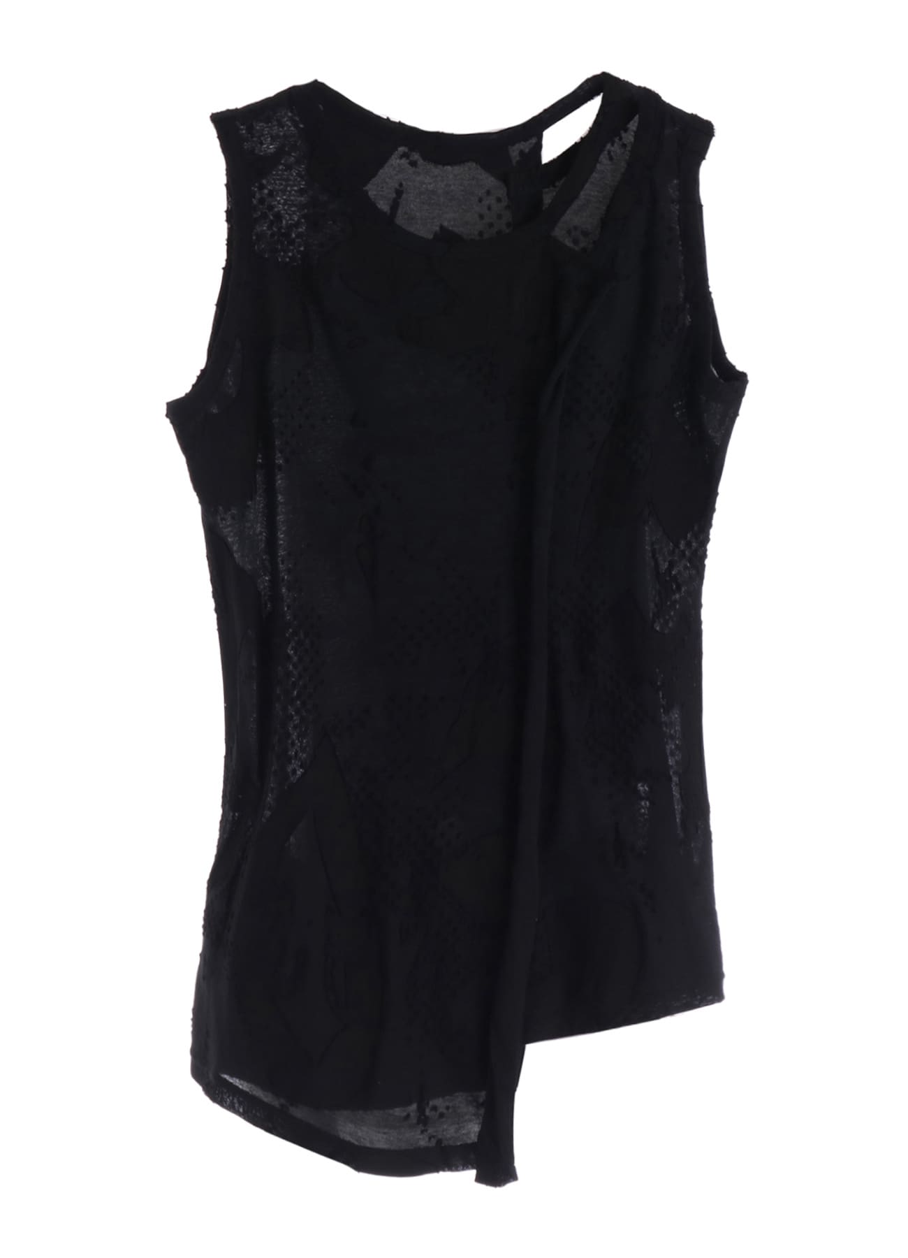 CRUSH JACQUARD ASYMMETRIC SLEEVLESS TEE