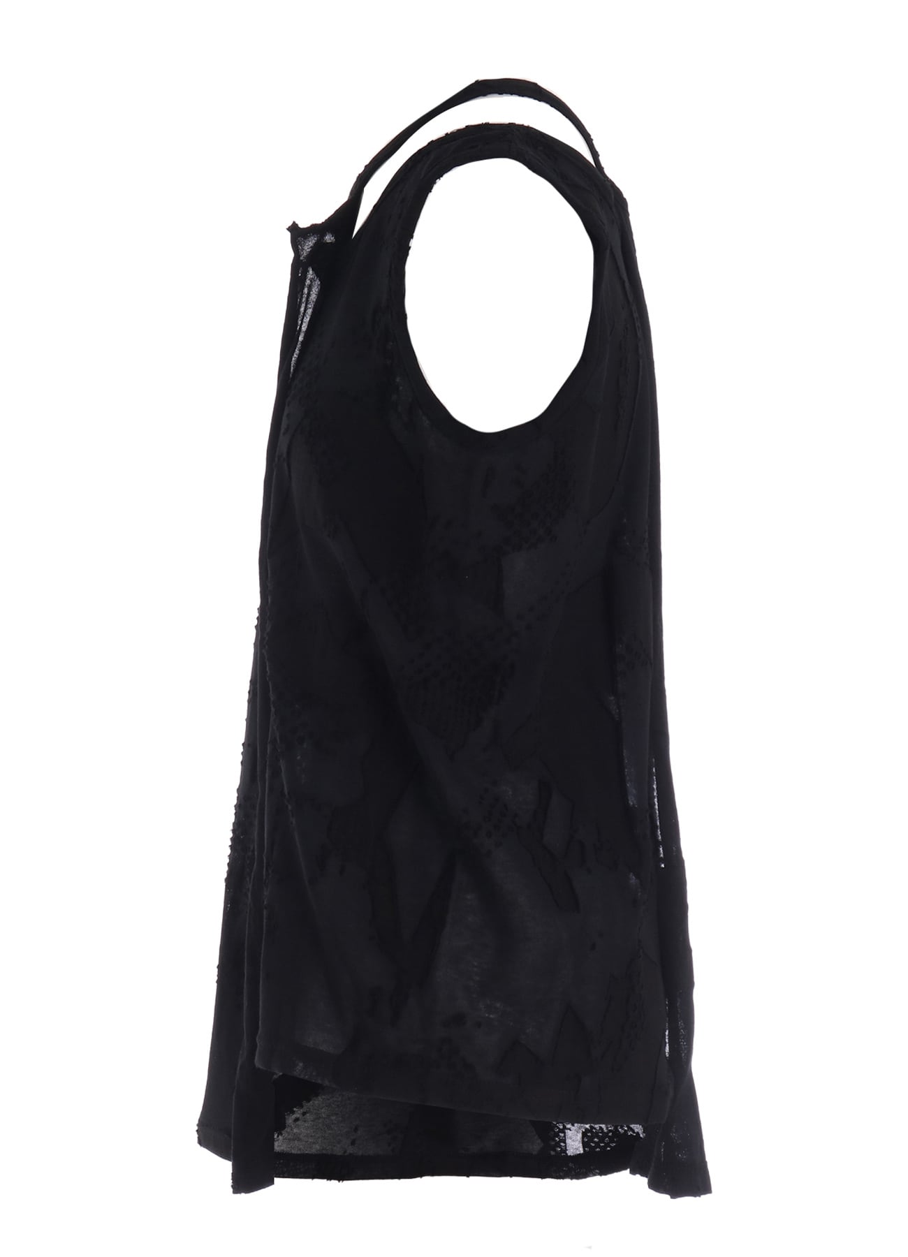 CRUSH JACQUARD ASYMMETRIC SLEEVLESS TEE