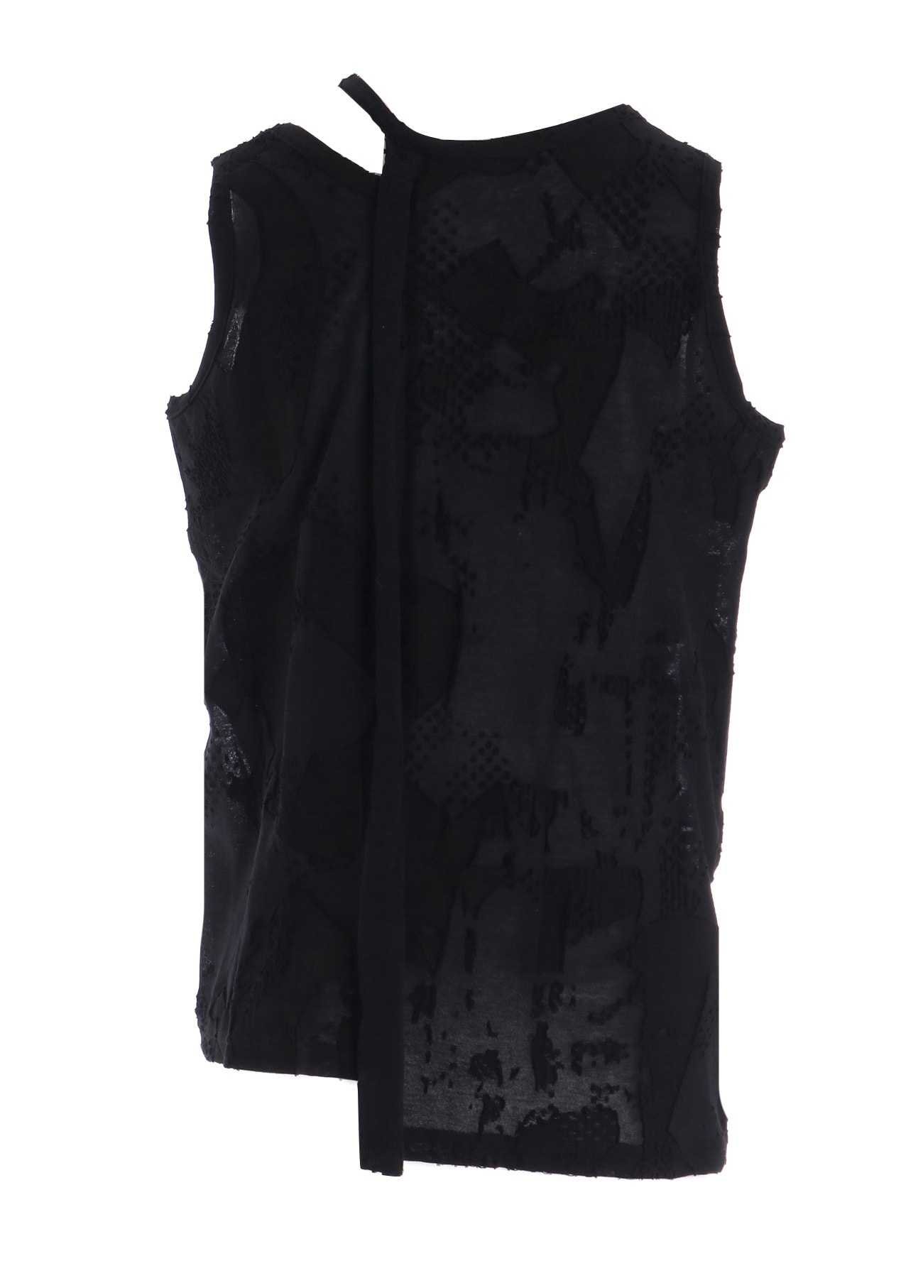 CRUSH JACQUARD ASYMMETRIC SLEEVLESS TEE