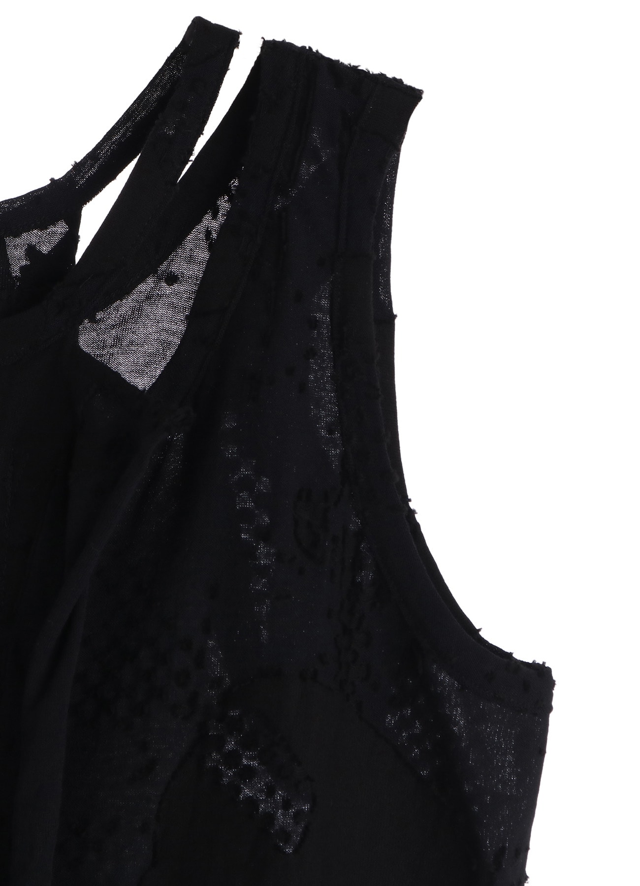 CRUSH JACQUARD ASYMMETRIC SLEEVLESS TEE