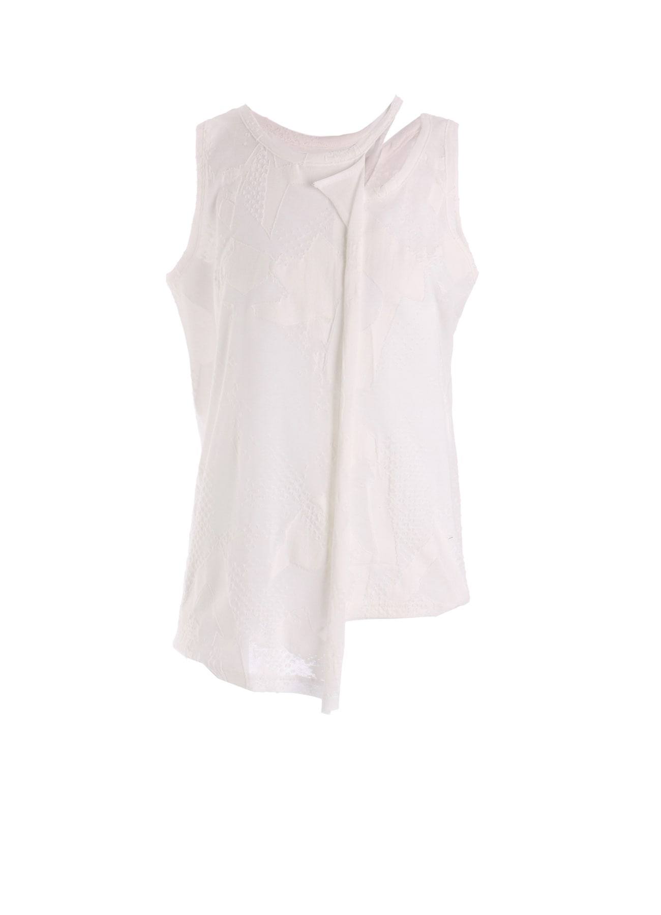 CRUSH JACQUARD ASYMMETRIC SLEEVLESS TEE