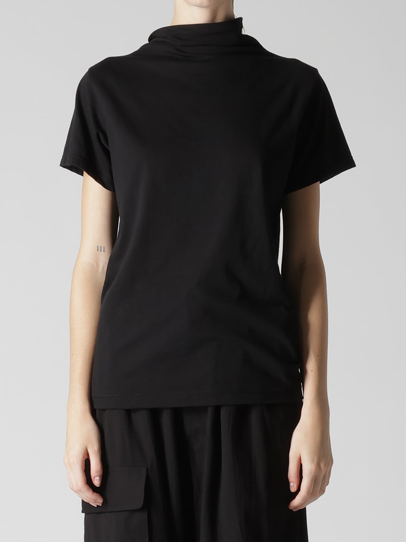 COTTON JERSEY OFFNECK SHORT SLEEVE TEE