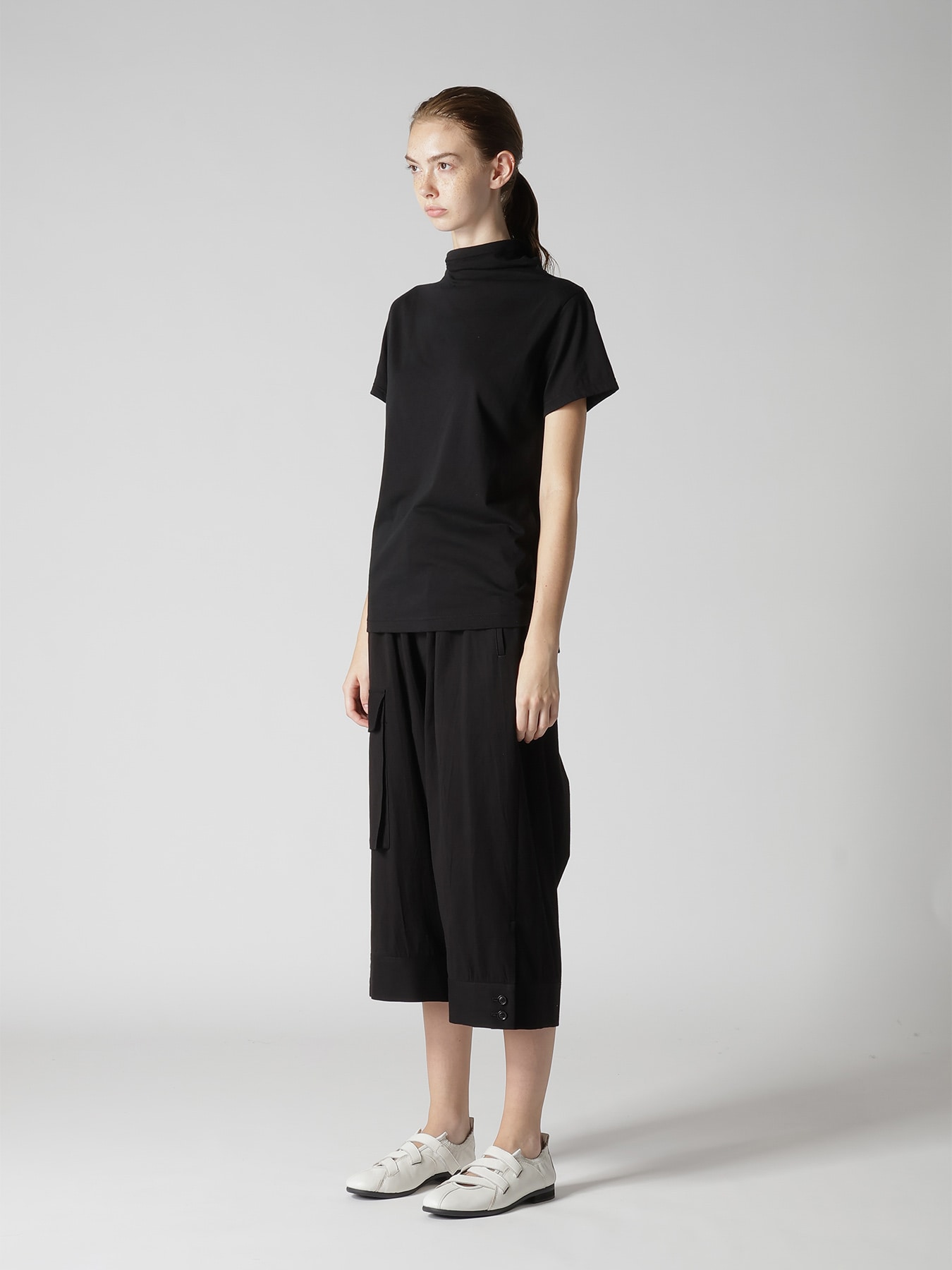 COTTON JERSEY OFFNECK SHORT SLEEVE TEE