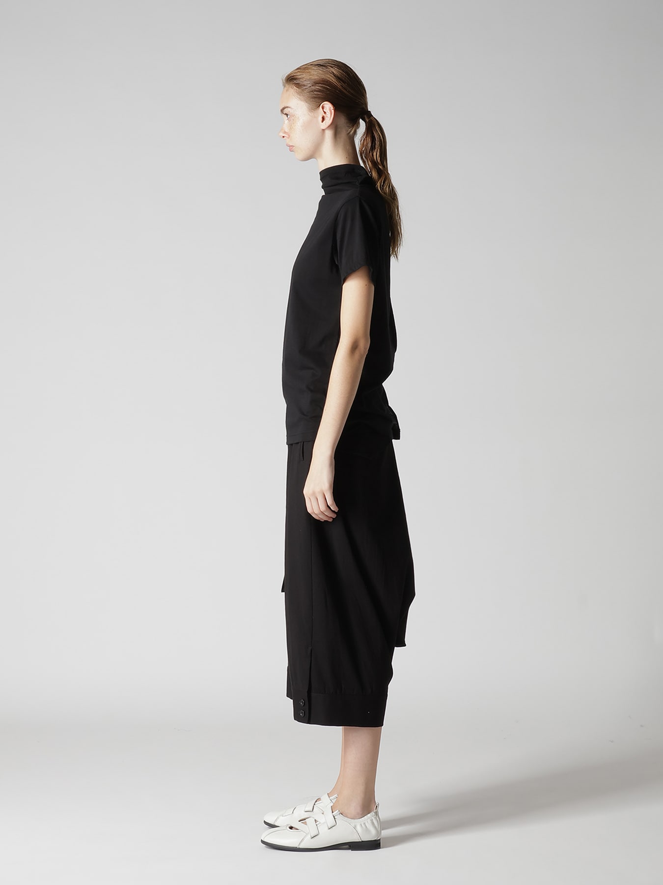 COTTON JERSEY OFFNECK SHORT SLEEVE TEE