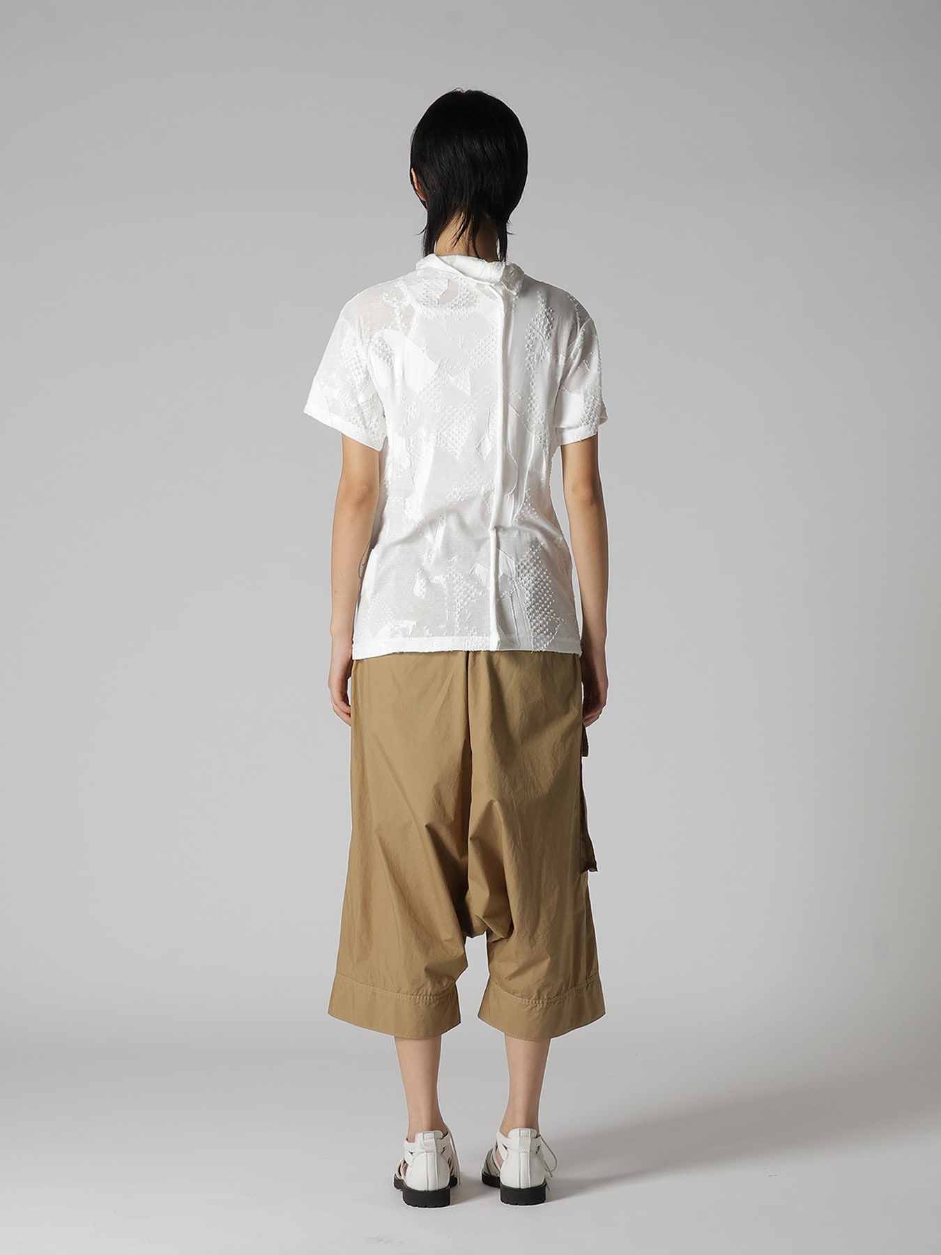 CRUSH JACQUARD OFFNECK SHORT SLEEVE TEE