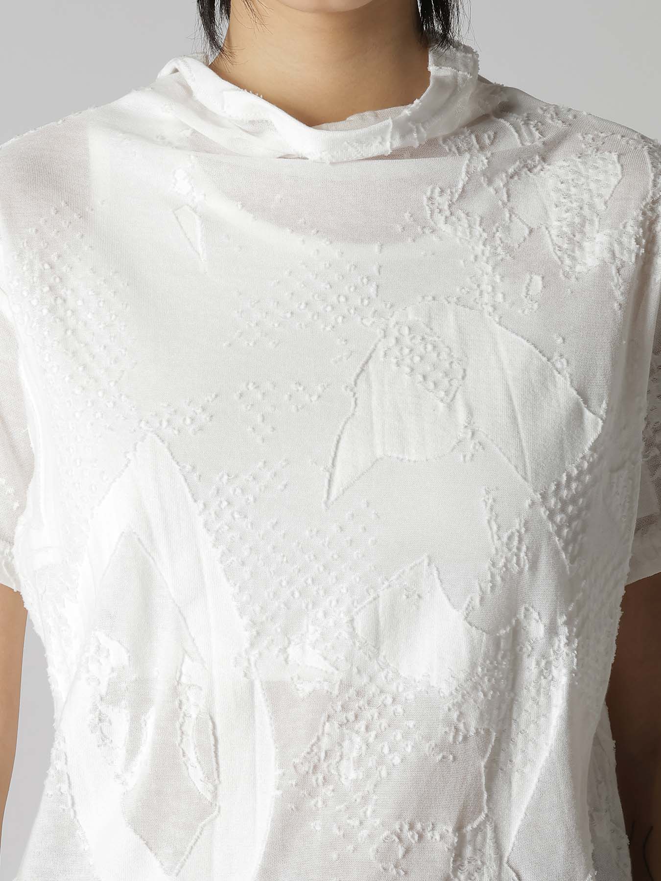 CRUSH JACQUARD OFFNECK SHORT SLEEVE TEE