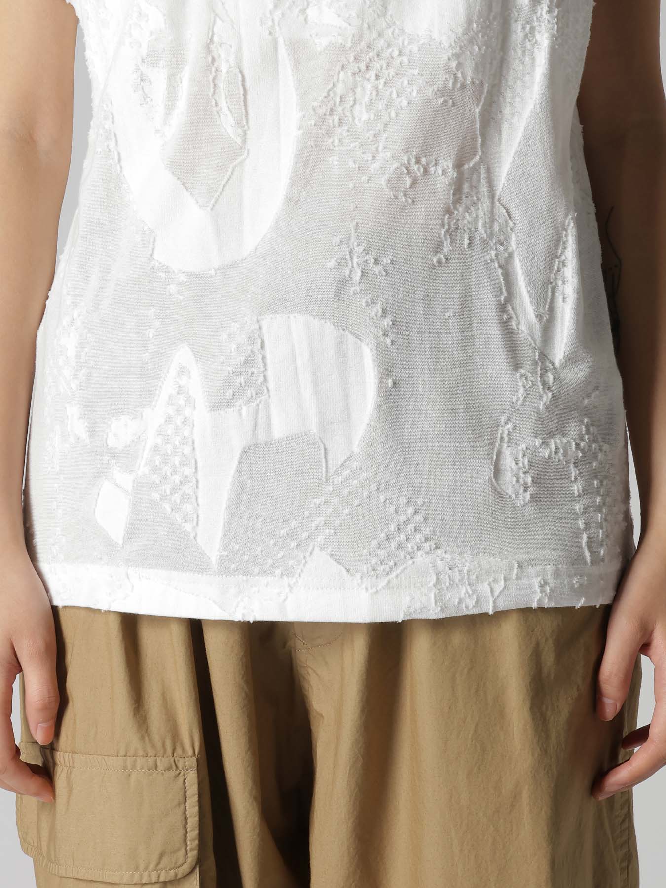 CRUSH JACQUARD OFFNECK SHORT SLEEVE TEE