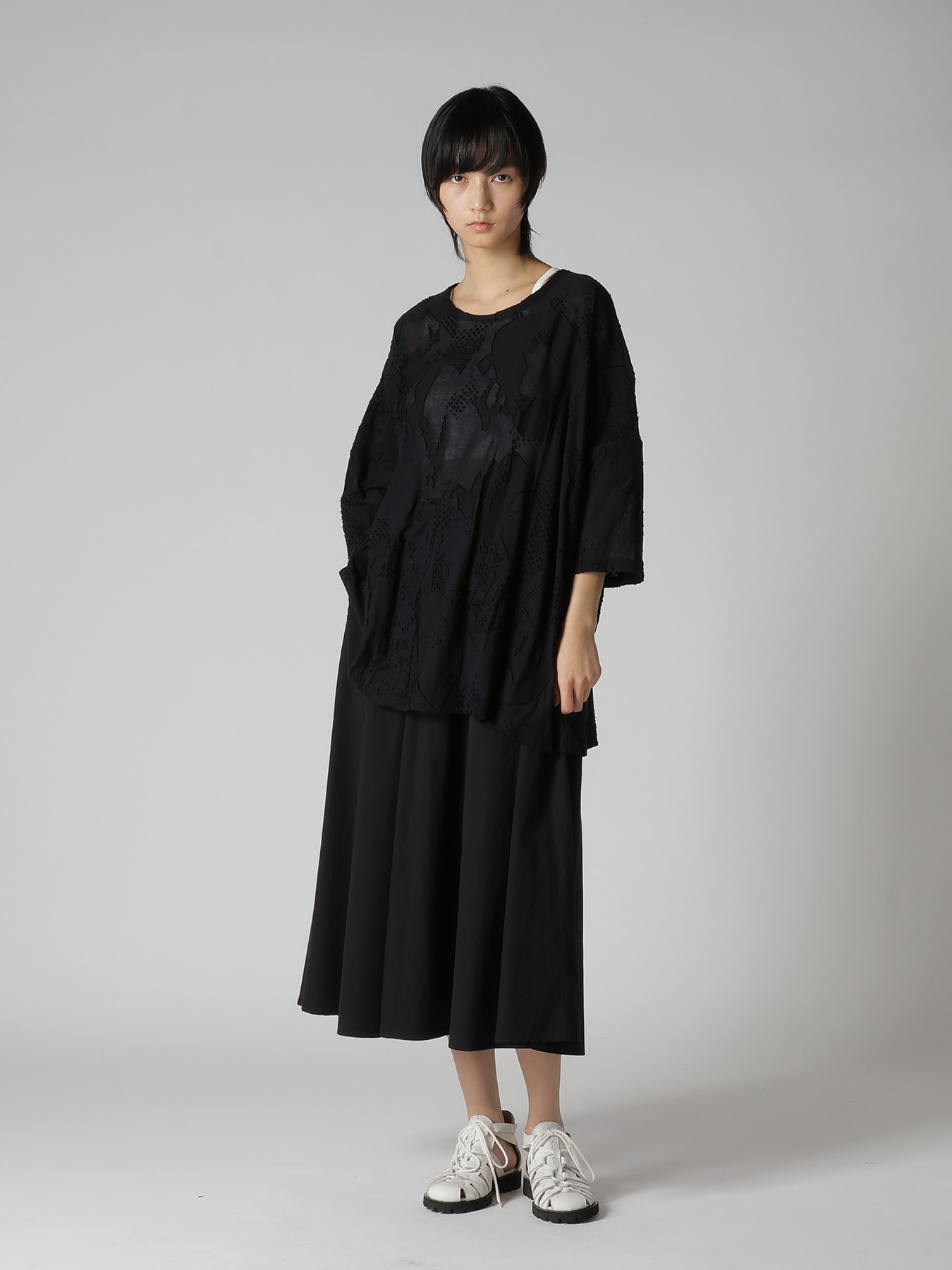 CRUSH JACQUARD ROUND NECK BIG TEE