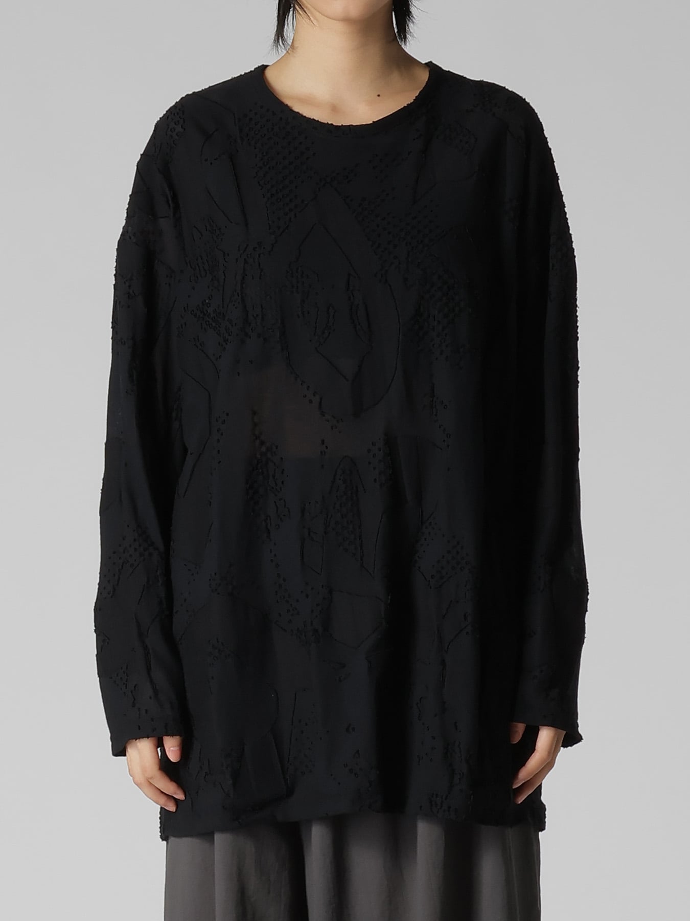 CRUSH JACQUARD BIG LONG SLEEVE TEE