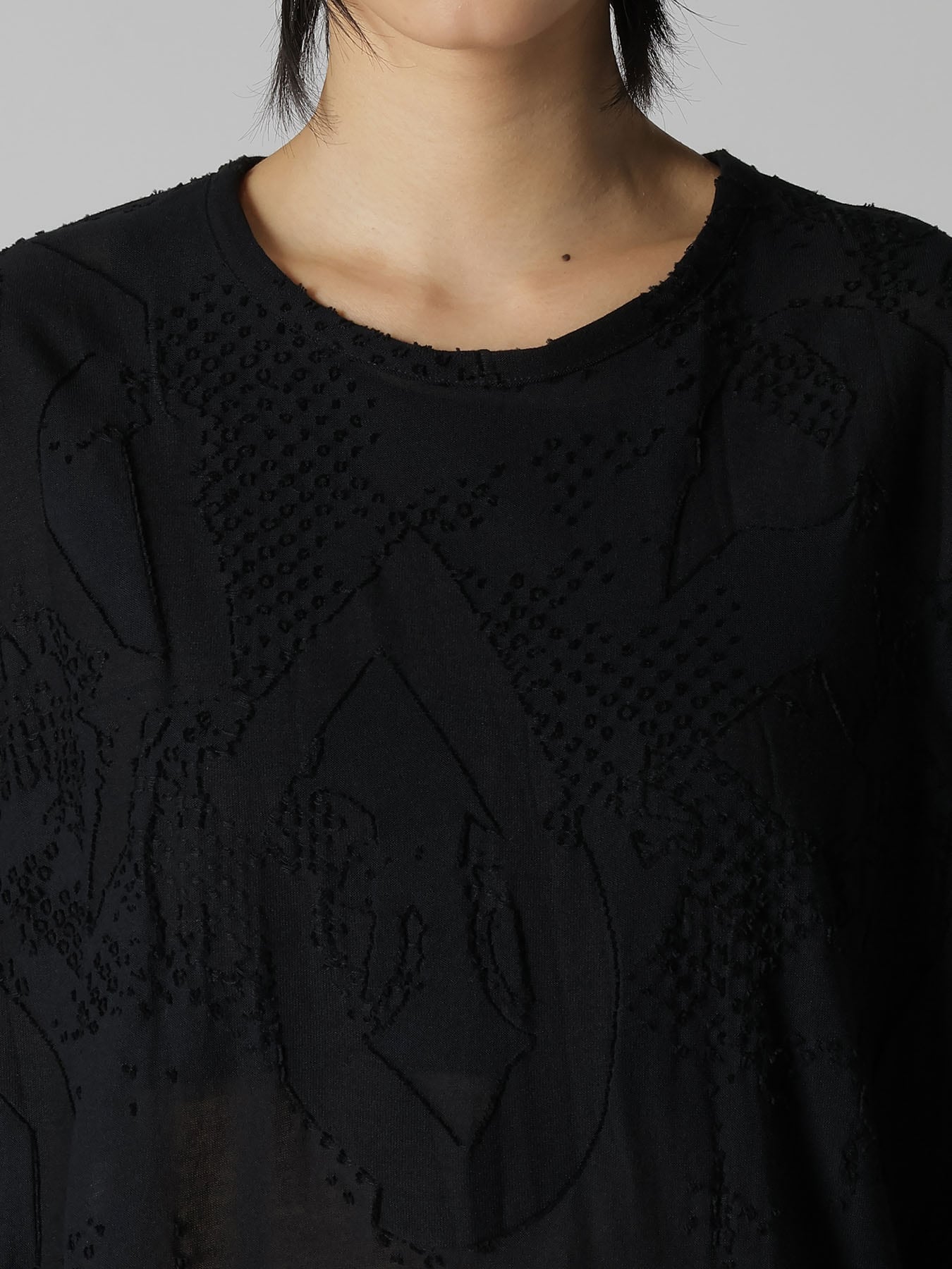 CRUSH JACQUARD BIG LONG SLEEVE TEE
