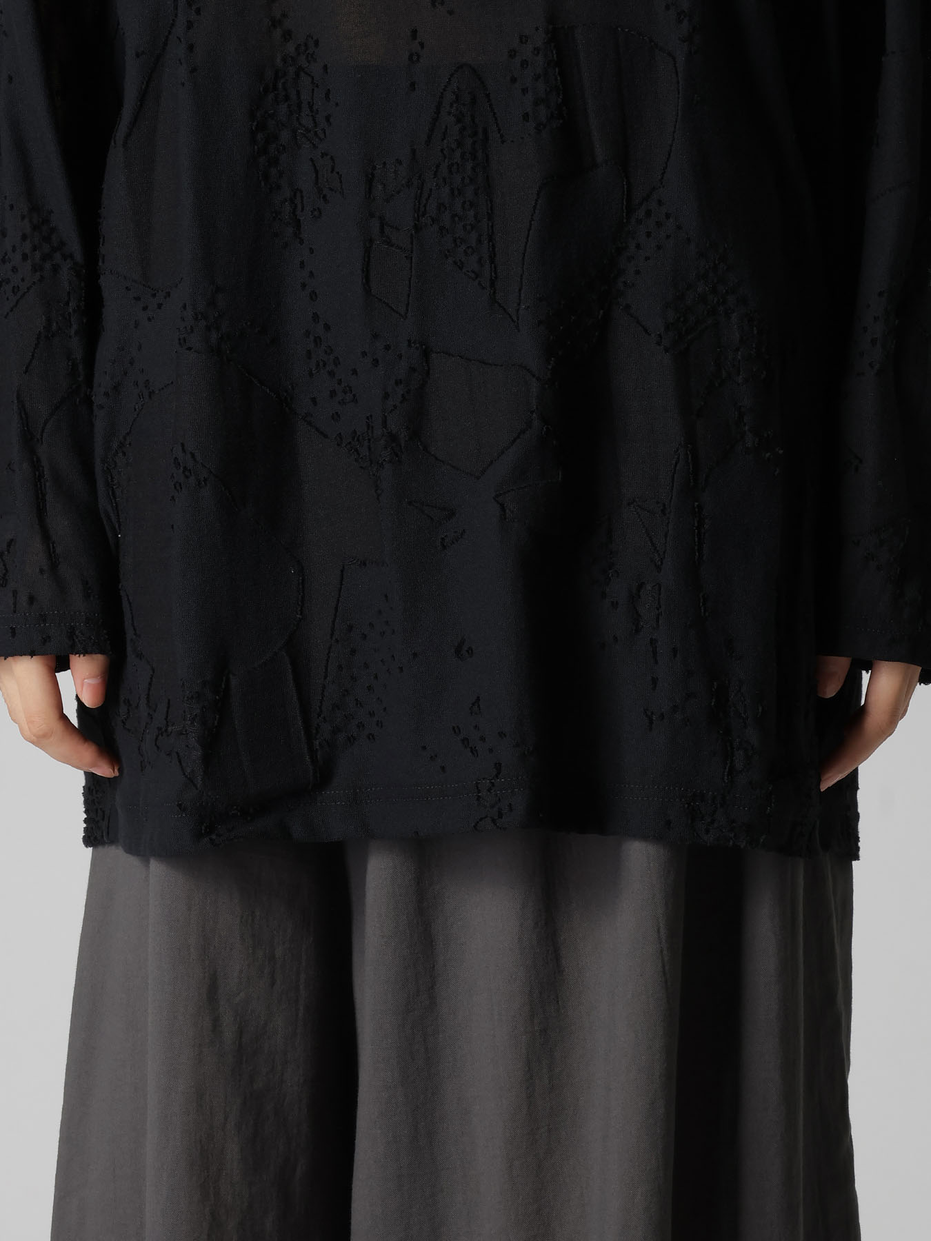 CRUSH JACQUARD BIG LONG SLEEVE TEE