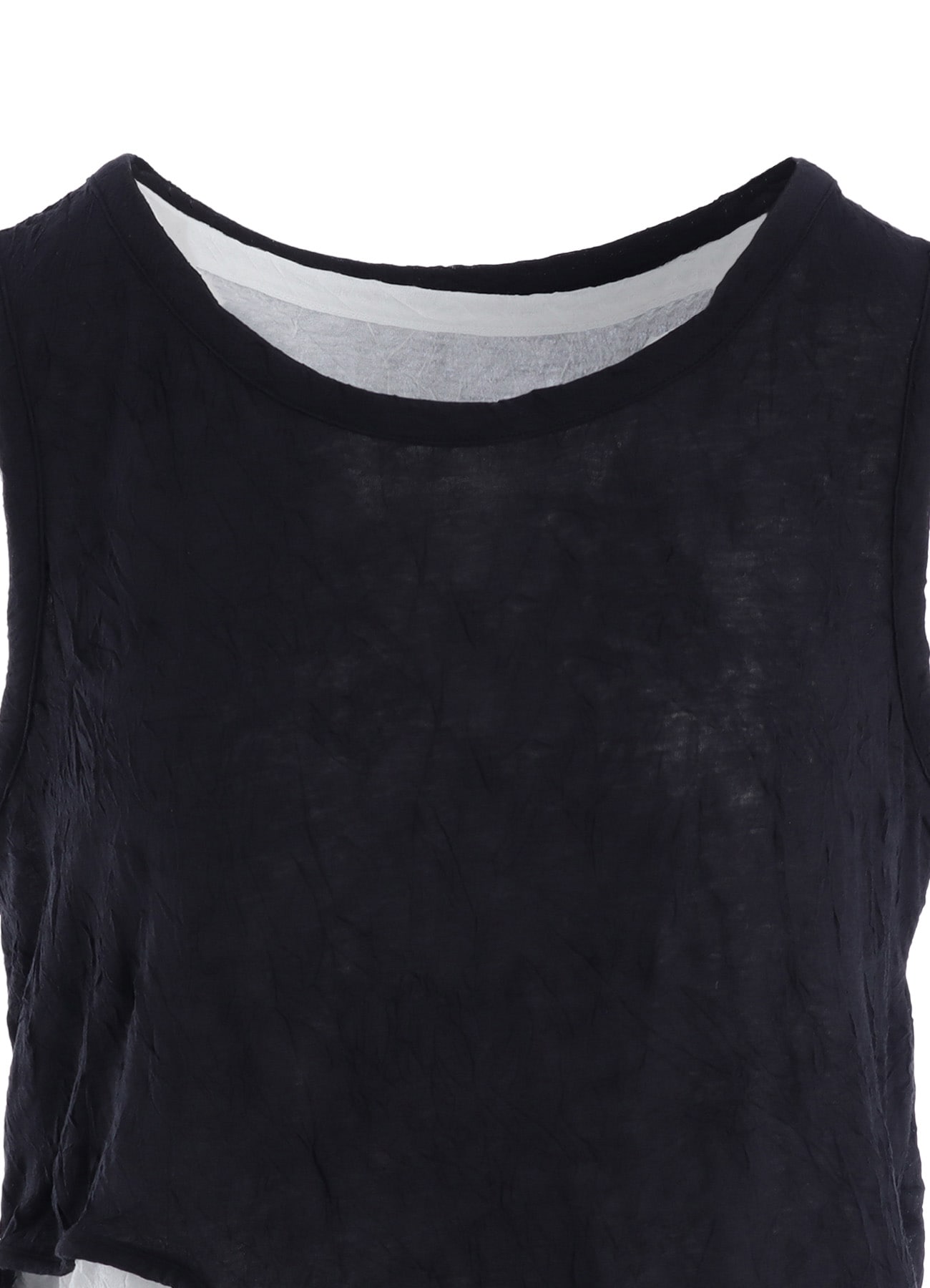 COTTON JERSEY DOUBLED SLEEVELESS TEE