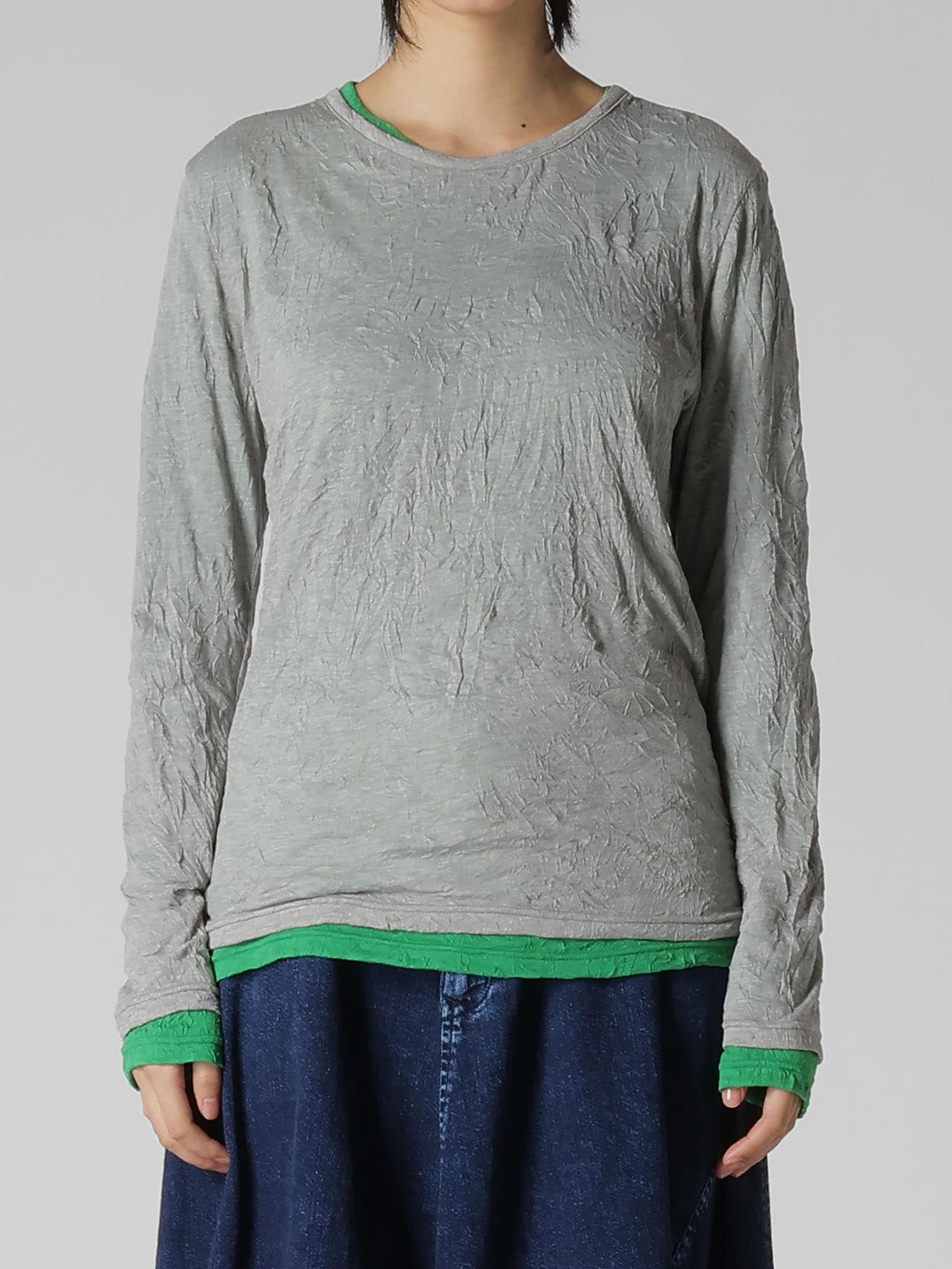 COTTON JERSEY DOUBLE LONG SLEEVE TEE