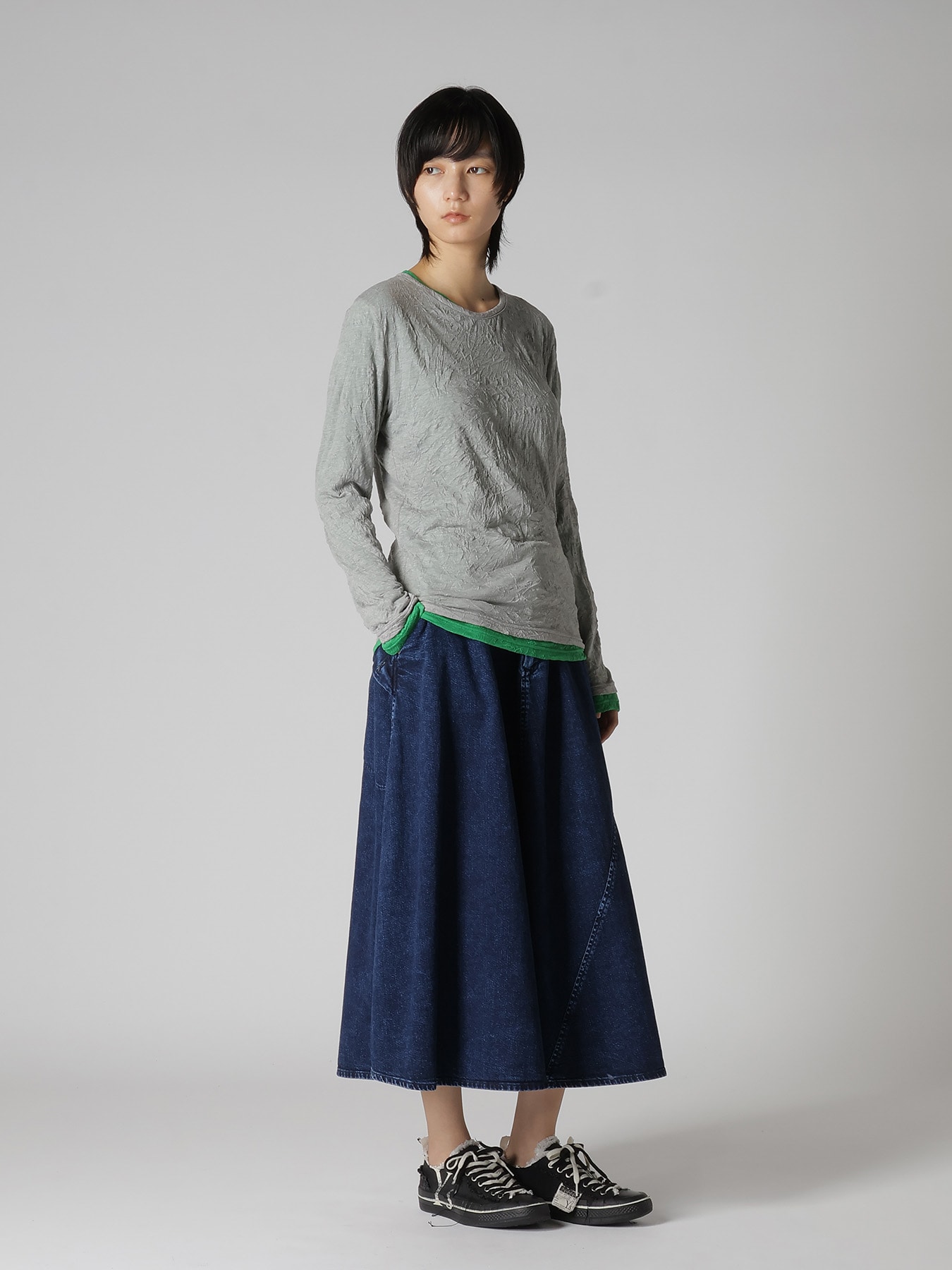 COTTON JERSEY DOUBLE LONG SLEEVE TEE