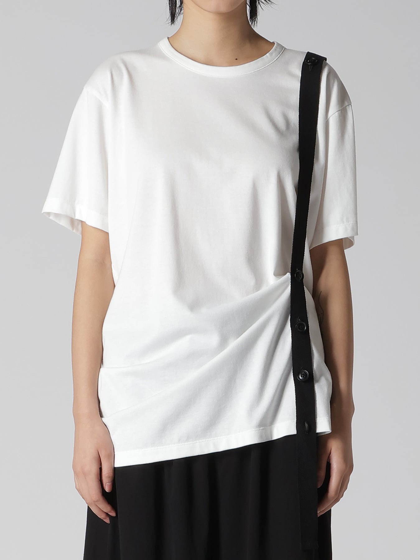 COTTON JERSEY BELTED HALF SLEEVE TEE