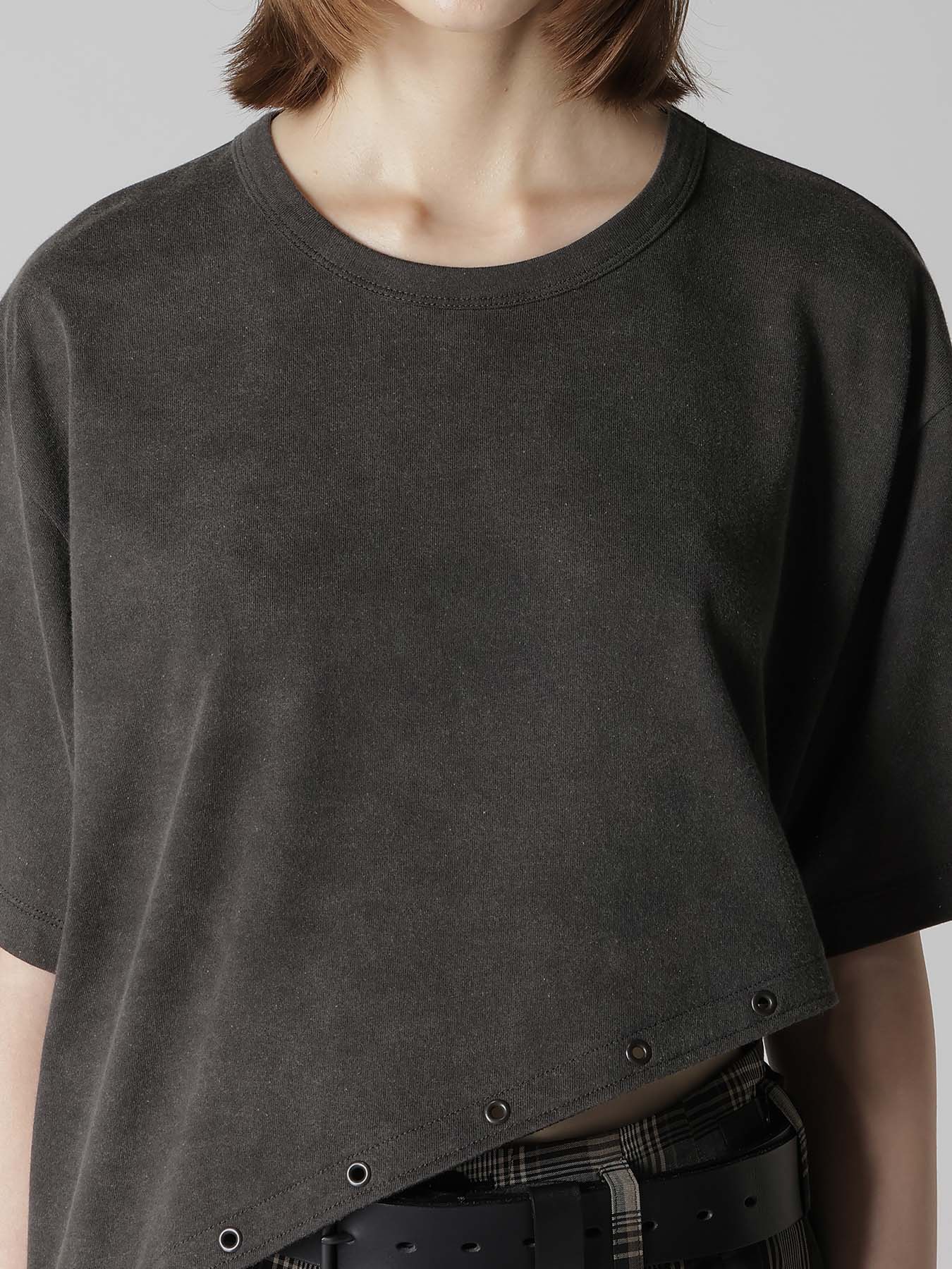 COTTON JERSEY ASYMMETRIC CROPPED TEE