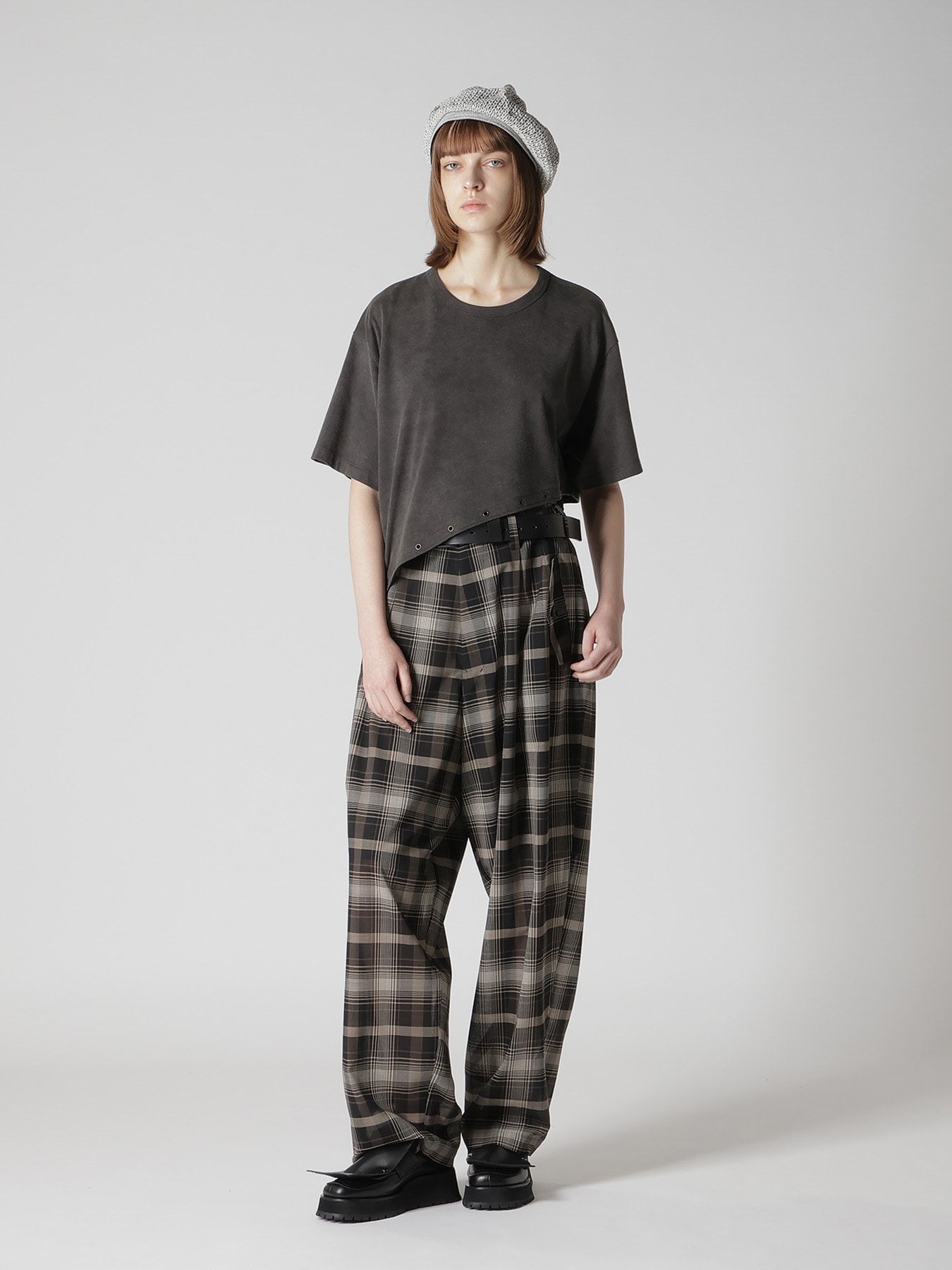 COTTON JERSEY ASYMMETRIC CROPPED TEE