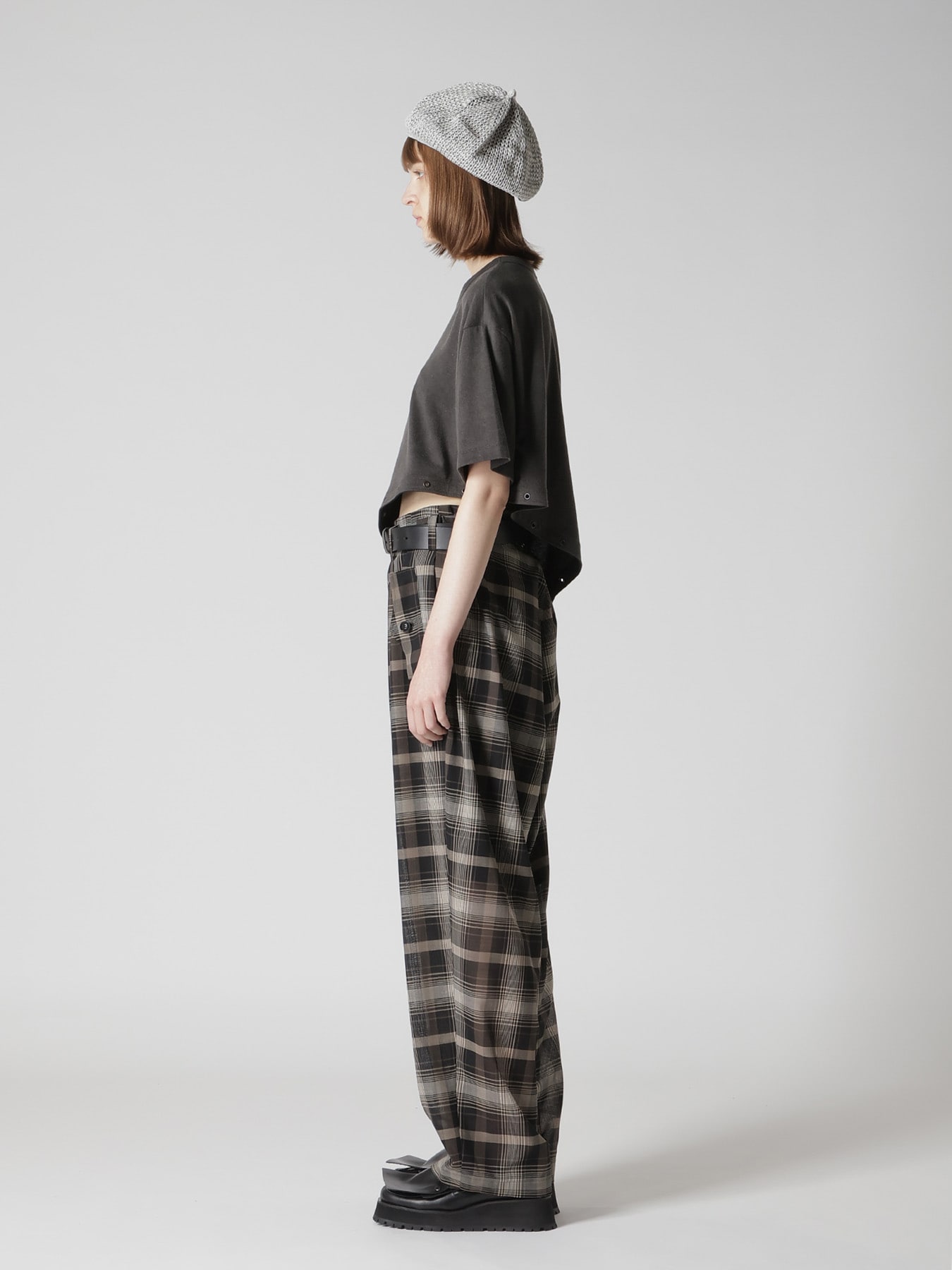 COTTON JERSEY ASYMMETRIC CROPPED TEE