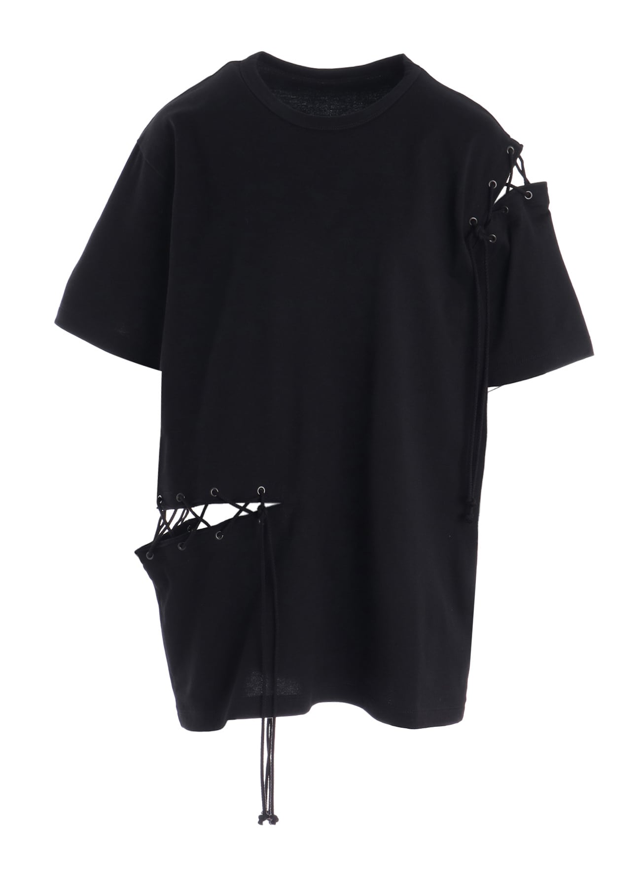 COTTON JERSEY LACE UP HALF SLEEVE TEE