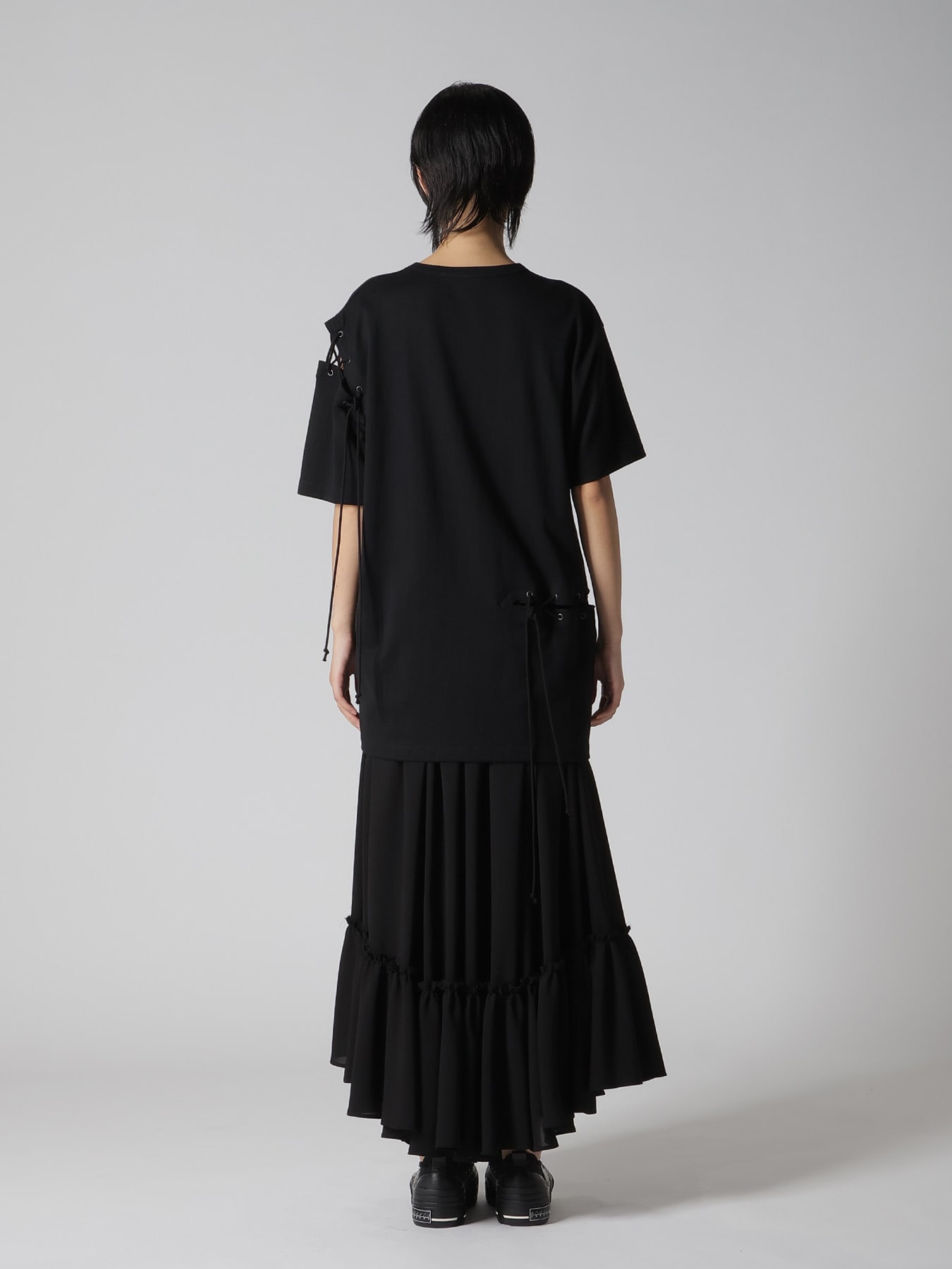 COTTON JERSEY LACE UP HALF SLEEVE TEE