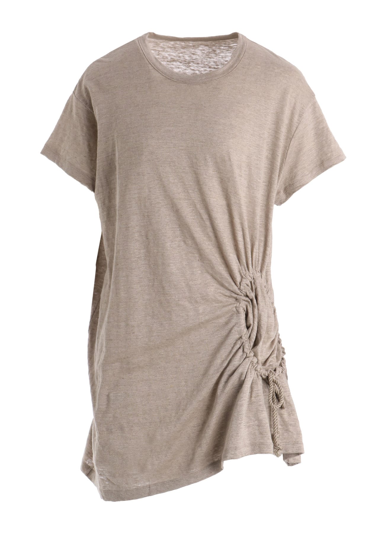 LINEN JERSEY SHIRRING POCKET TEE