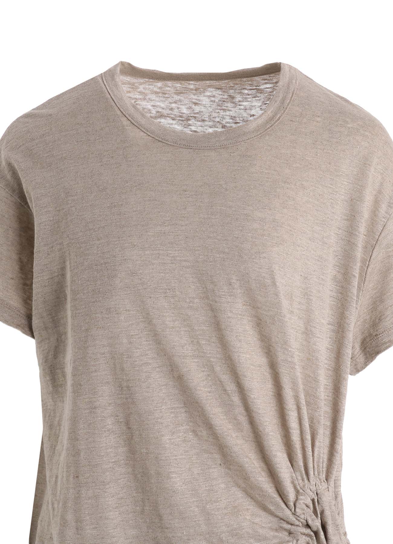 LINEN JERSEY SHIRRING POCKET TEE