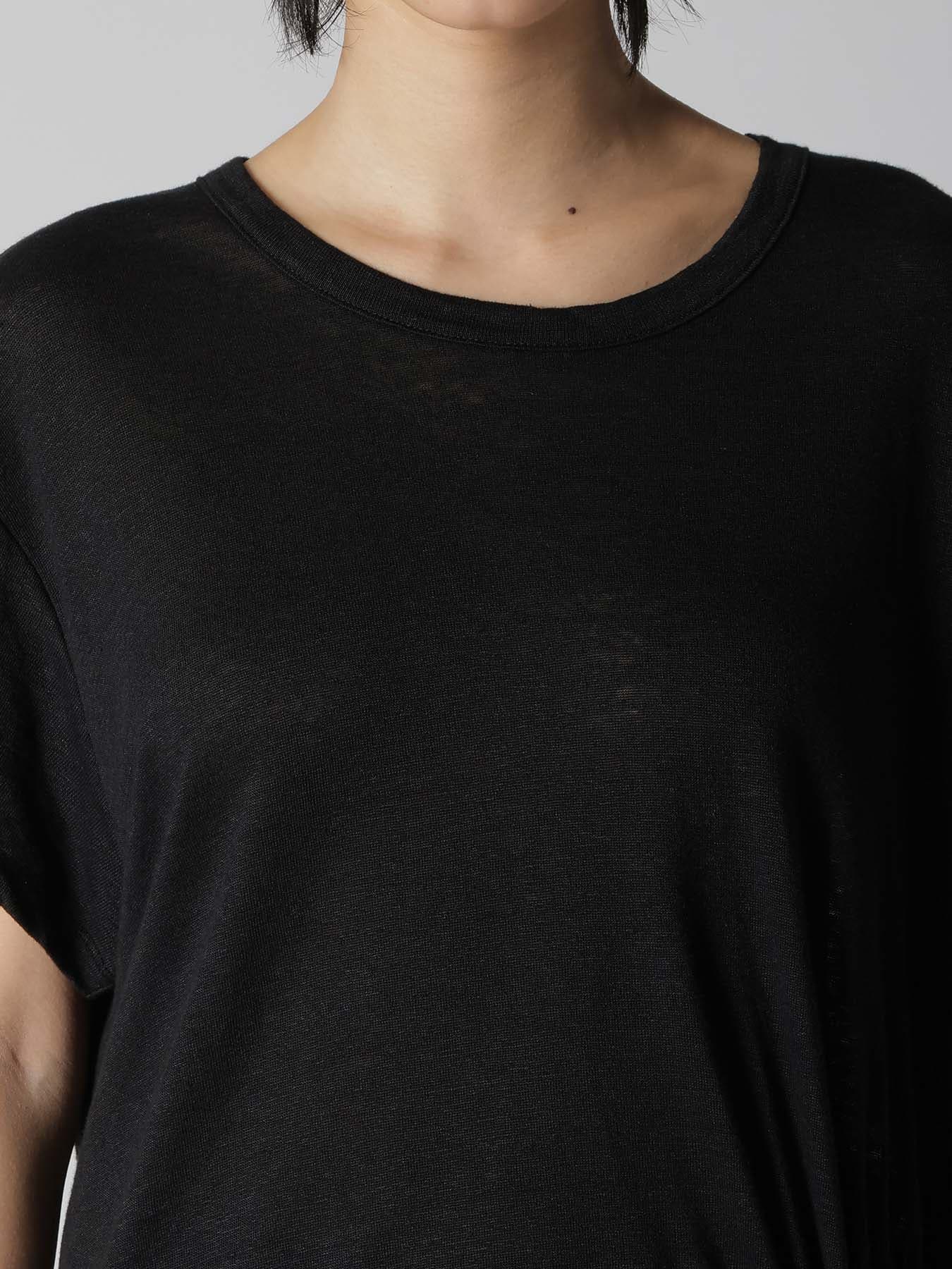 LINEN JERSEY SHIRRING POCKET TEE