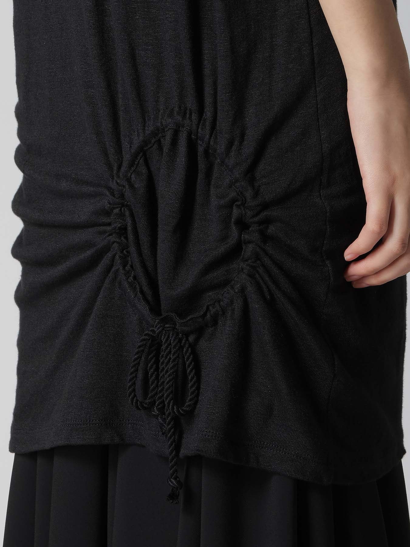 LINEN JERSEY SHIRRING POCKET TEE