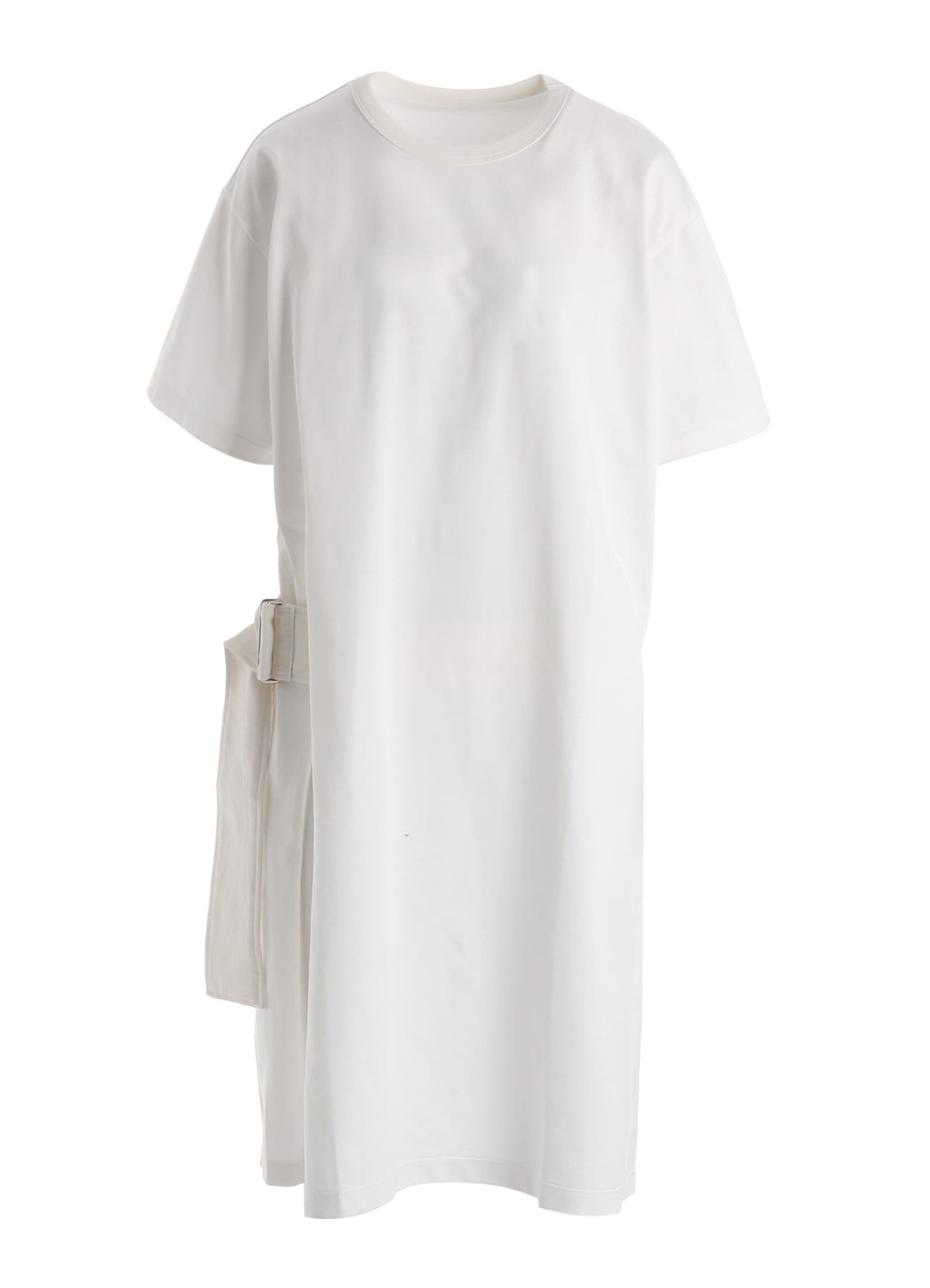 COTTON JERSEY SLIT SHORT SLEEVE LONG TEE