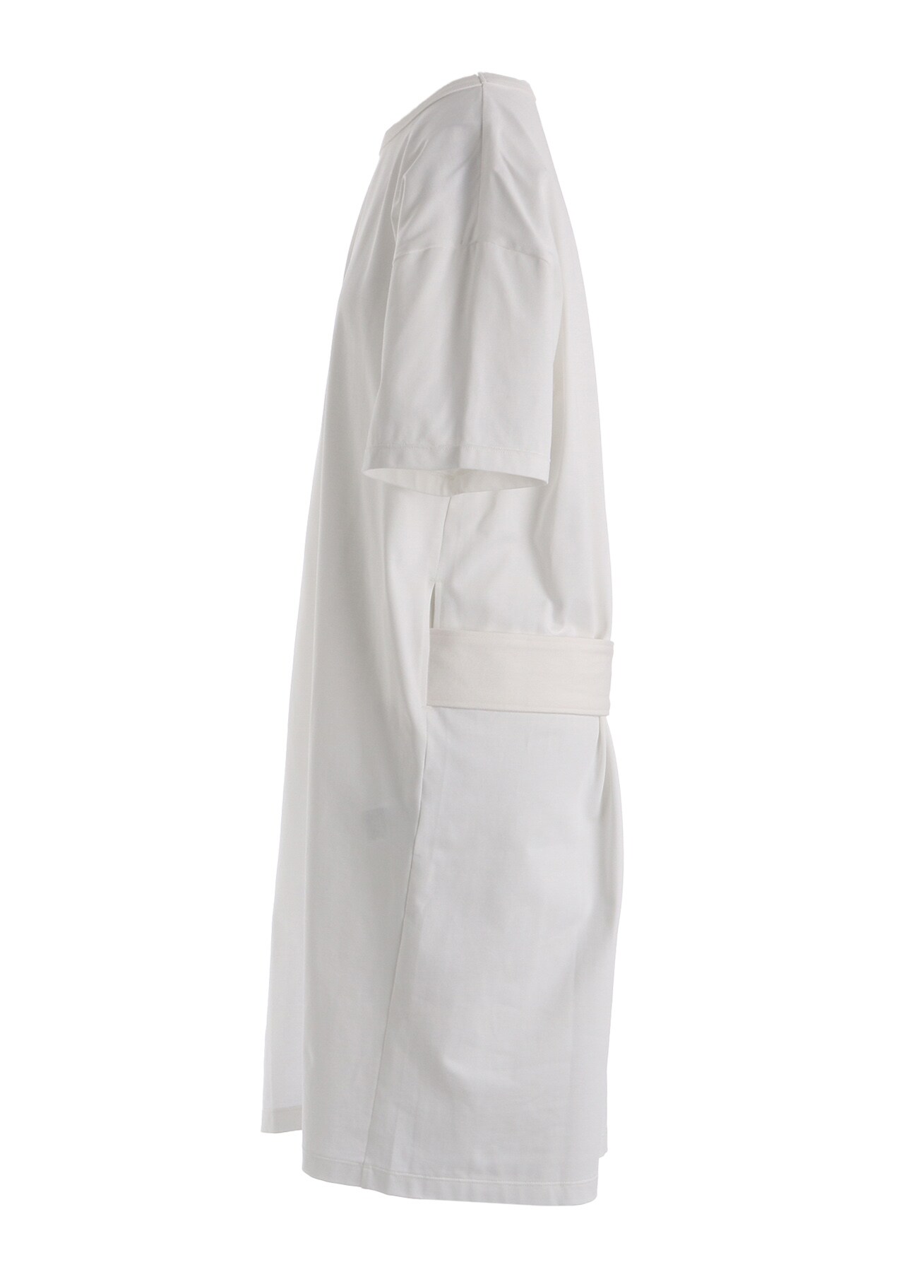 COTTON JERSEY SLIT SHORT SLEEVE LONG TEE