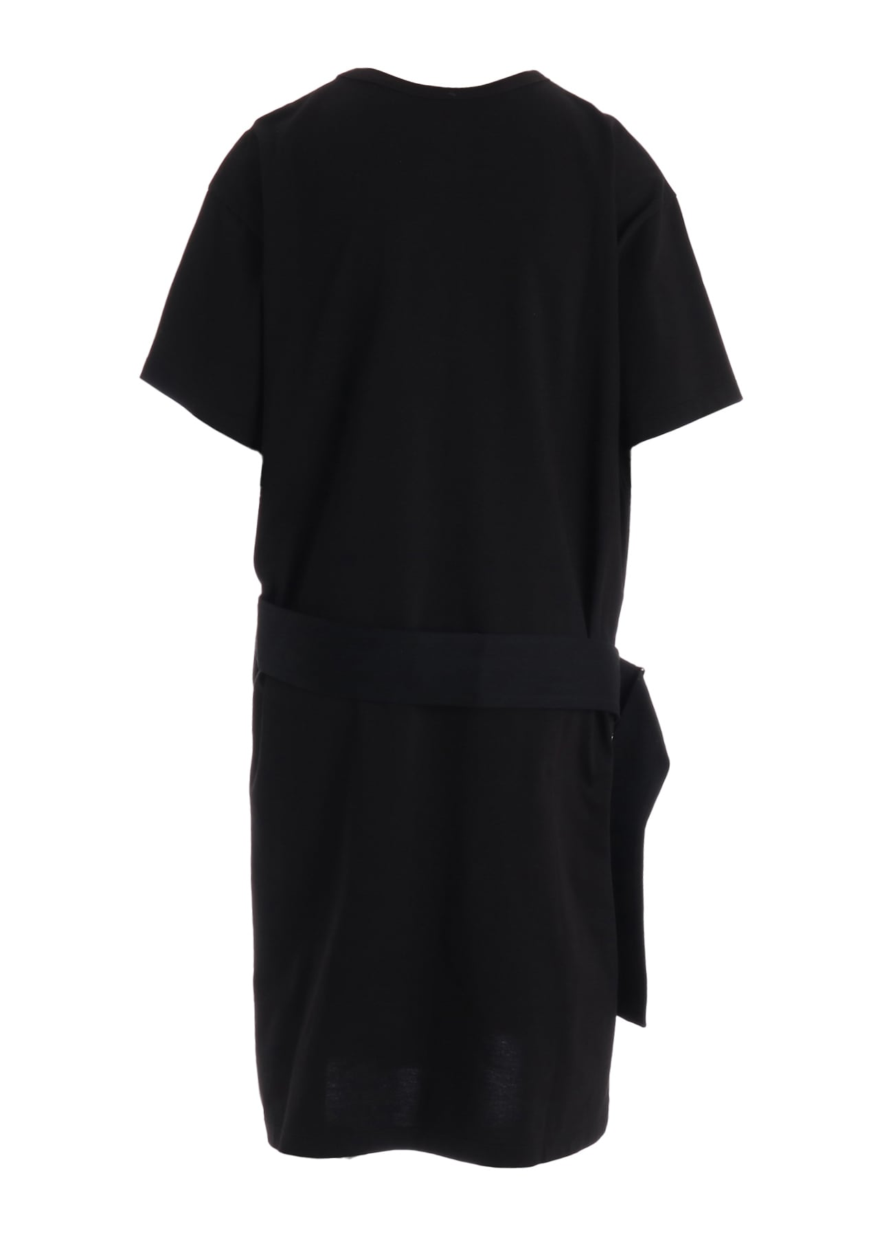 COTTON JERSEY SLIT SHORT SLEEVE LONG TEE