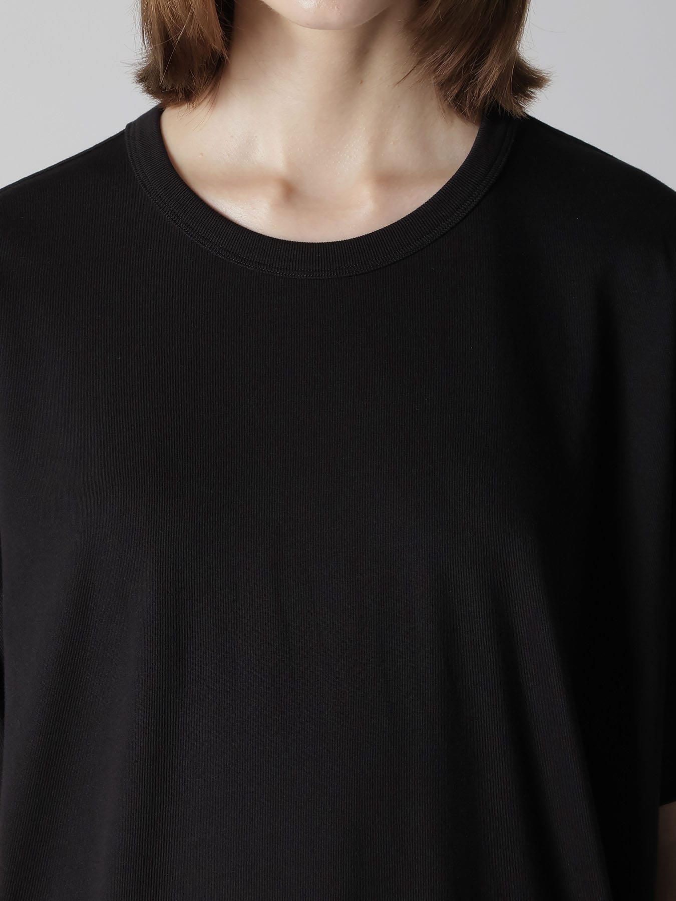 COTTON JERSEY SLIT SHORT SLEEVE LONG TEE