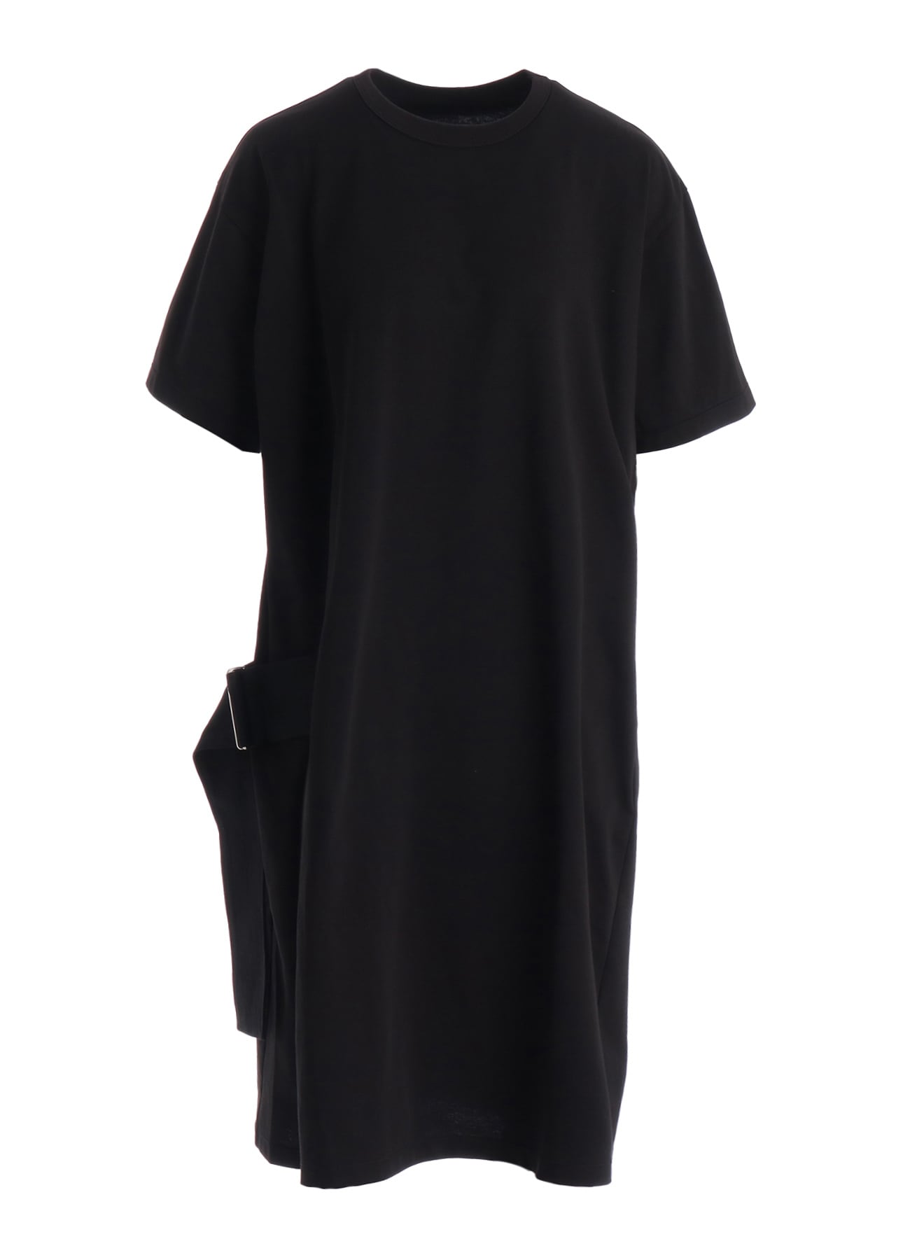 COTTON JERSEY SLIT SHORT SLEEVE LONG TEE