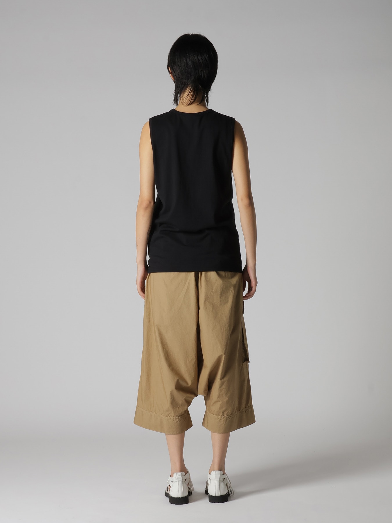 COTTON JERSEY PLAID PRINT SLEEVELESS PRINT TEE