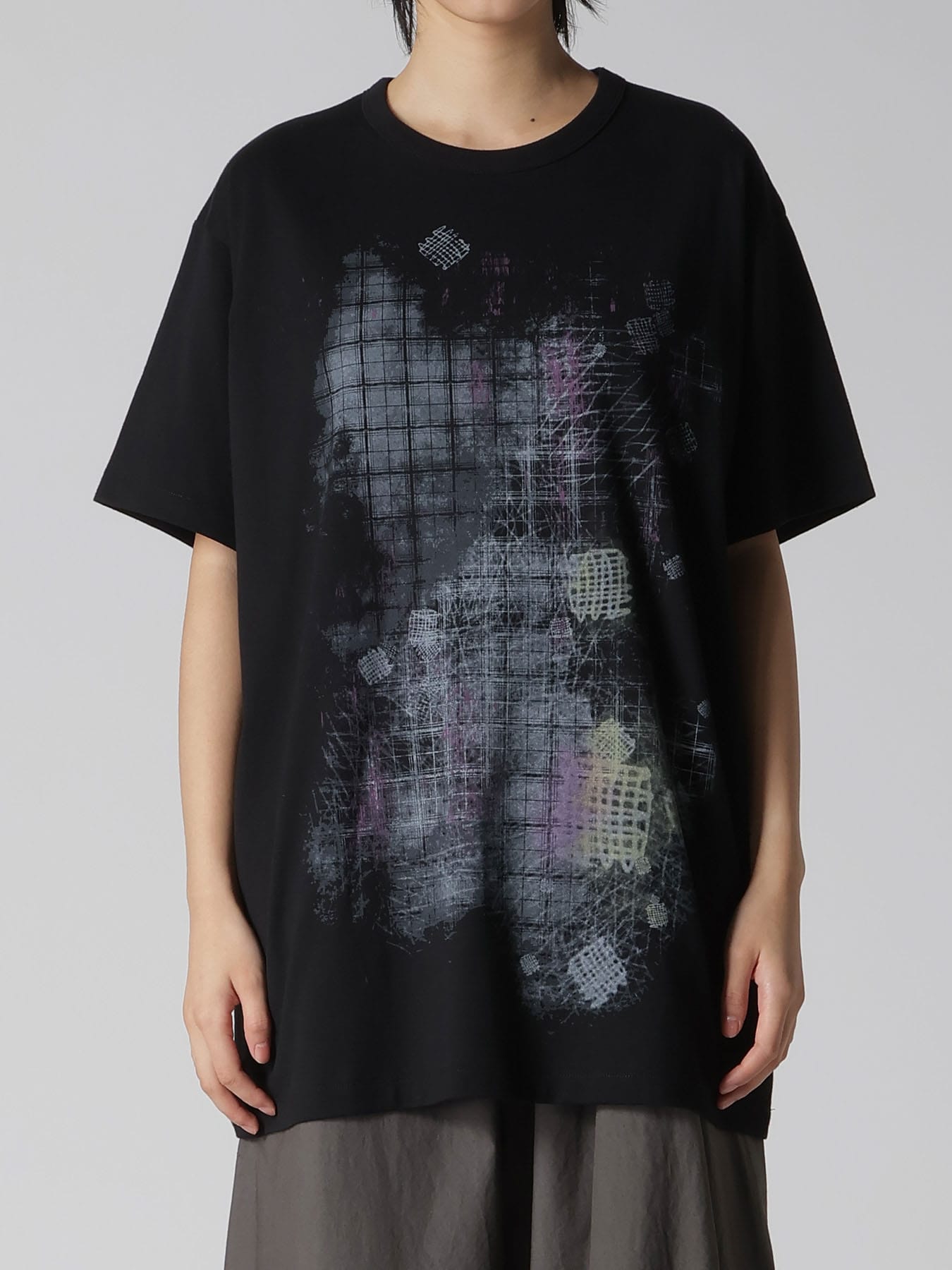 COTTON JERSEY PLAID PRINT SHORT SLEEVE BIG TEE