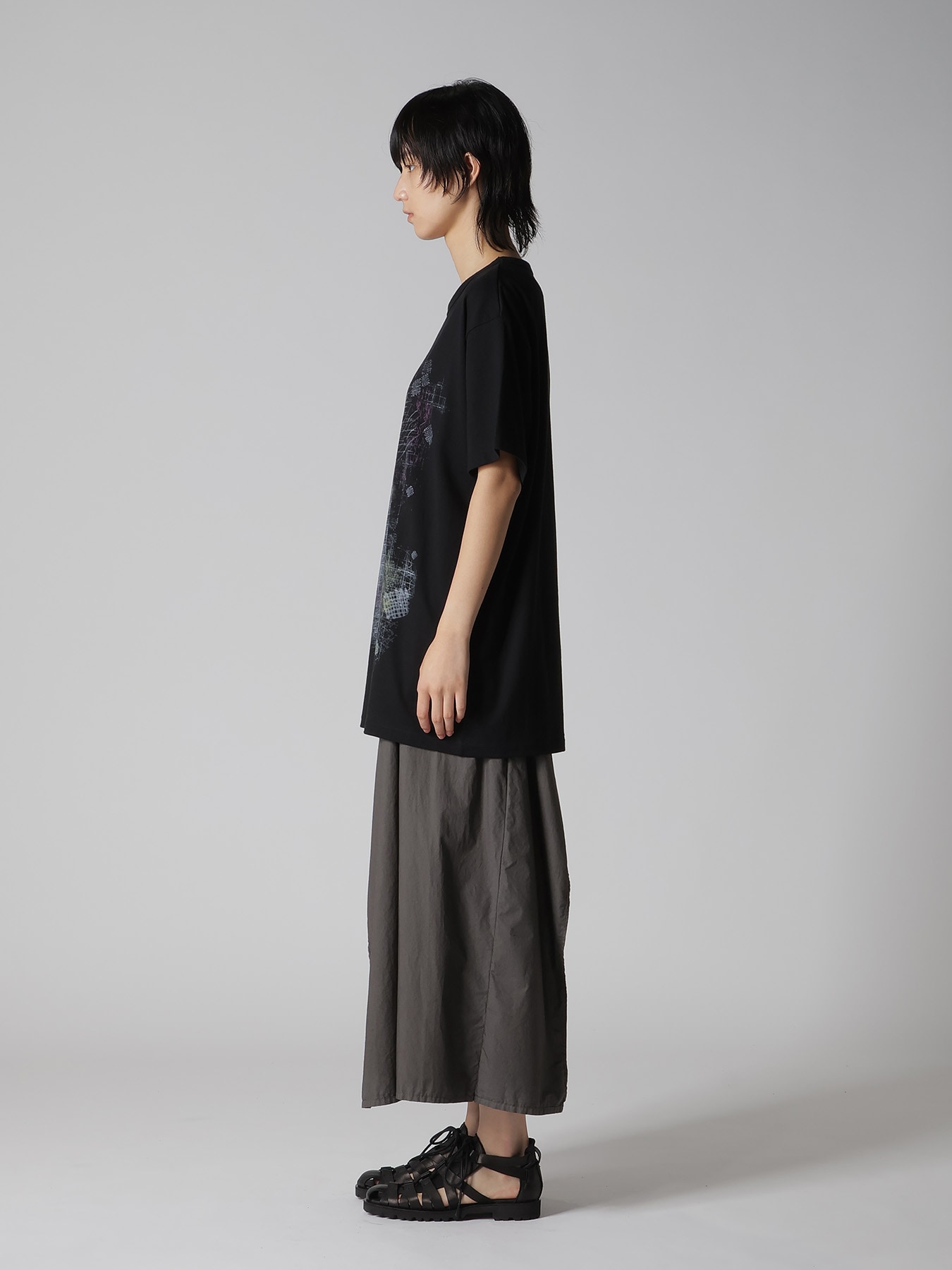 COTTON JERSEY PLAID PRINT SHORT SLEEVE BIG TEE