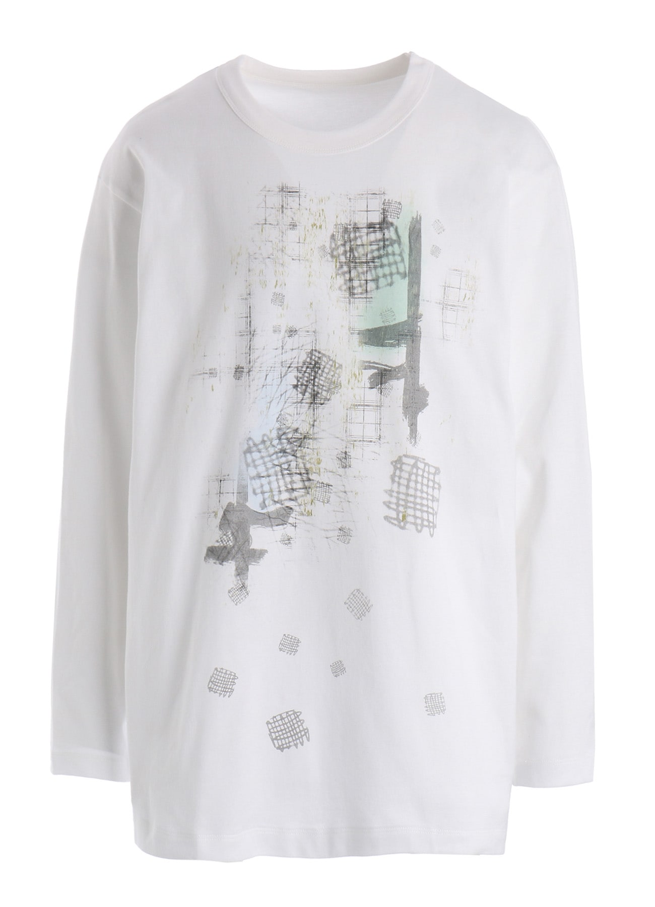 COTTON JERSEY PLAID PRINT LONG SLEEVE BIG TEE