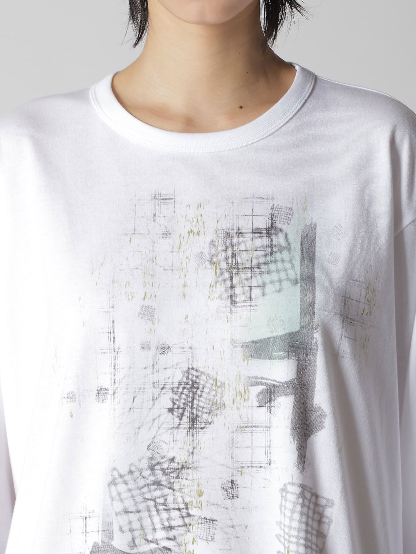 COTTON JERSEY PLAID PRINT LONG SLEEVE BIG TEE